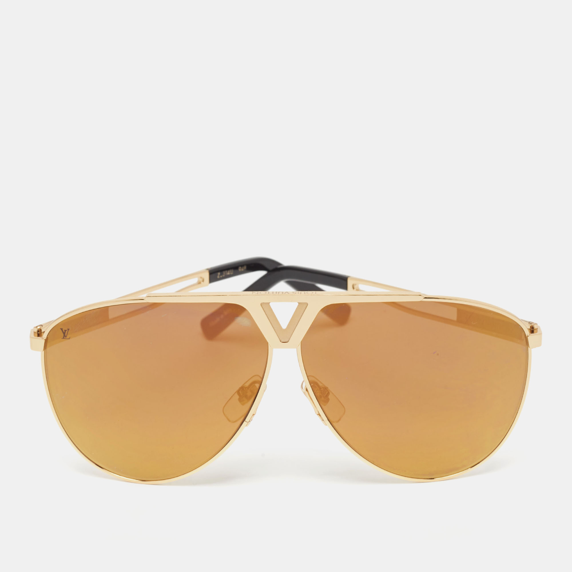Pre-owned Louis Vuitton Gold Mirrored Z2314u Tonca Pilot Sunglasses