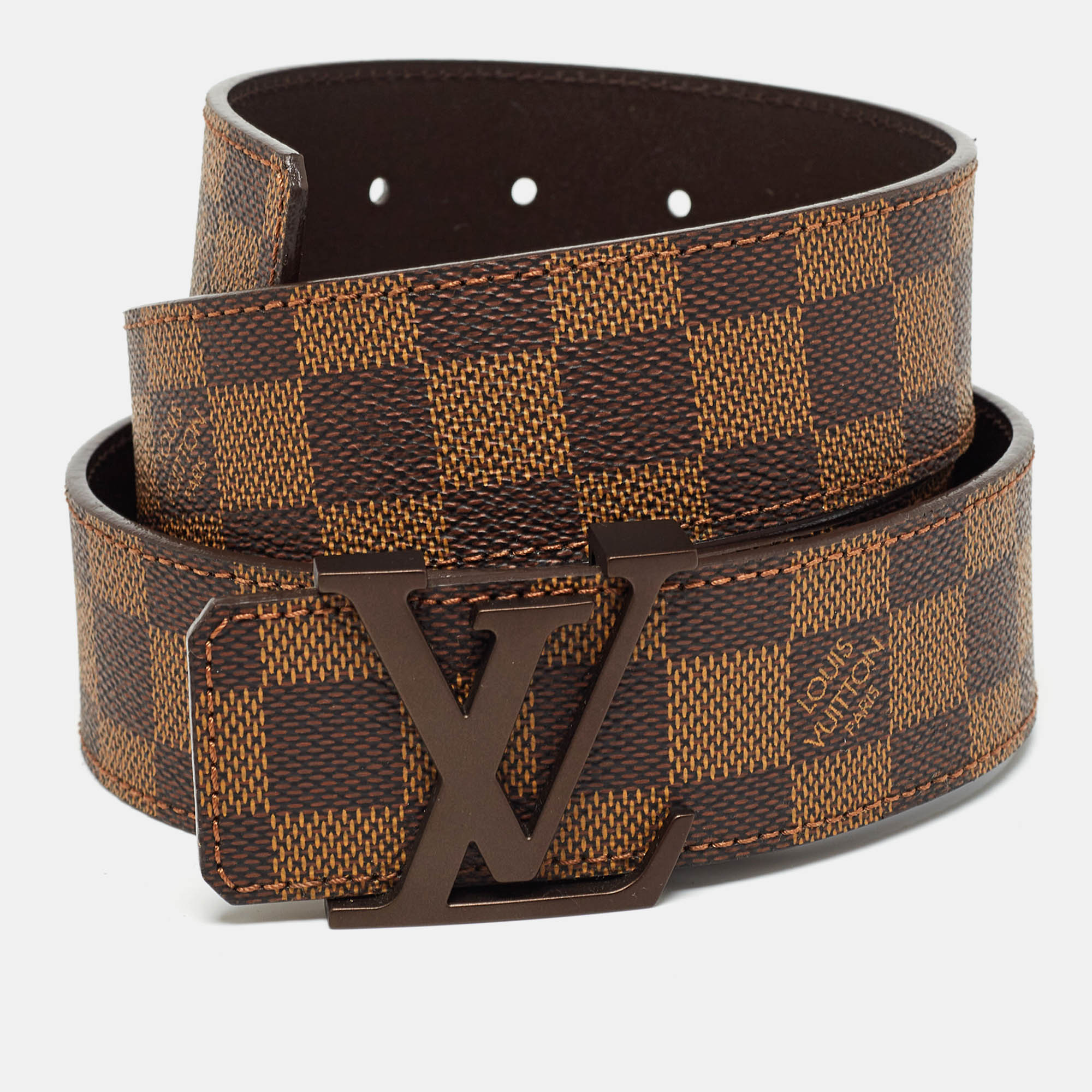 

Louis Vuitton Damier Ebene LV Initiales Belt, Brown