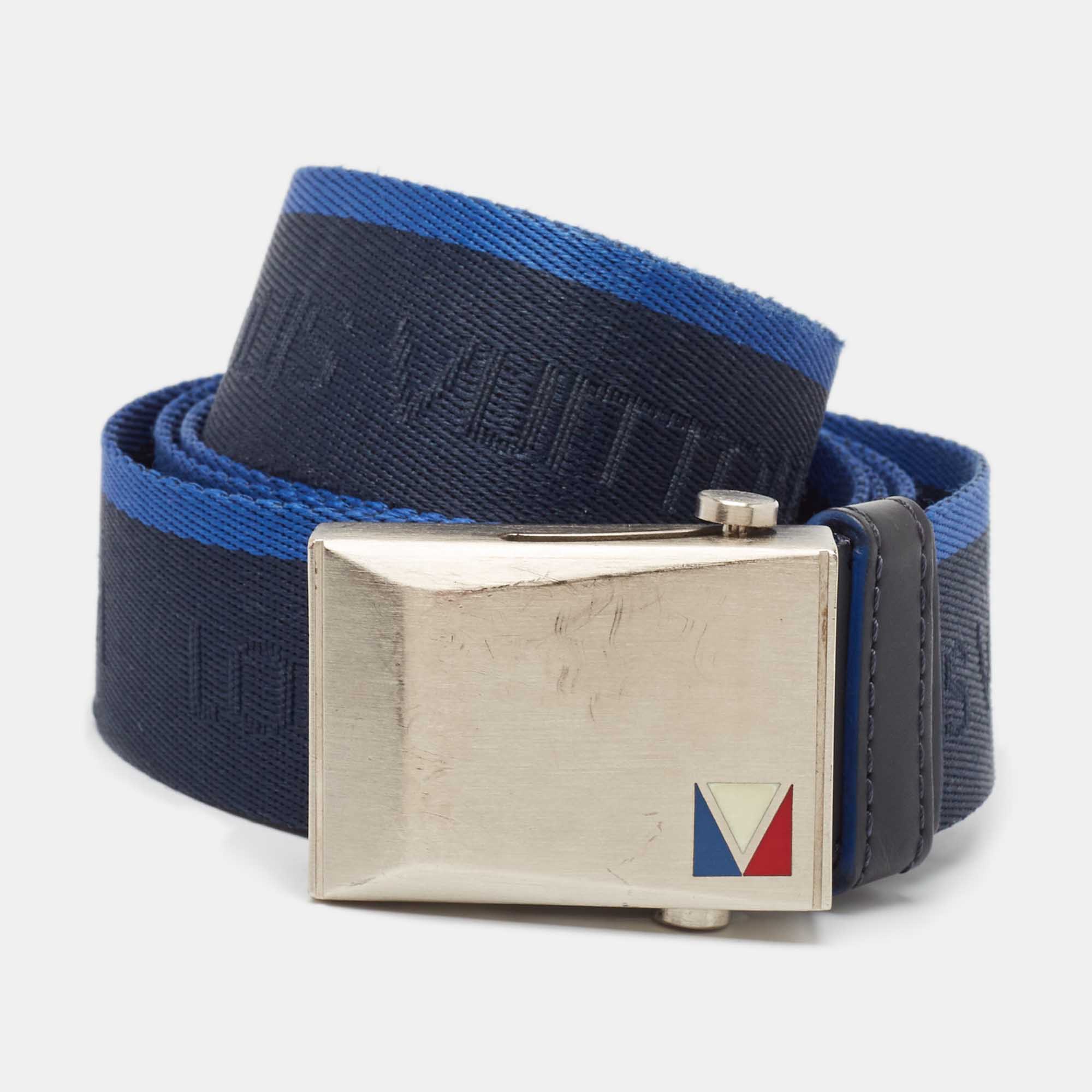 

Louis Vuitton Navy Blue Canvas and Leather Buckle Belt