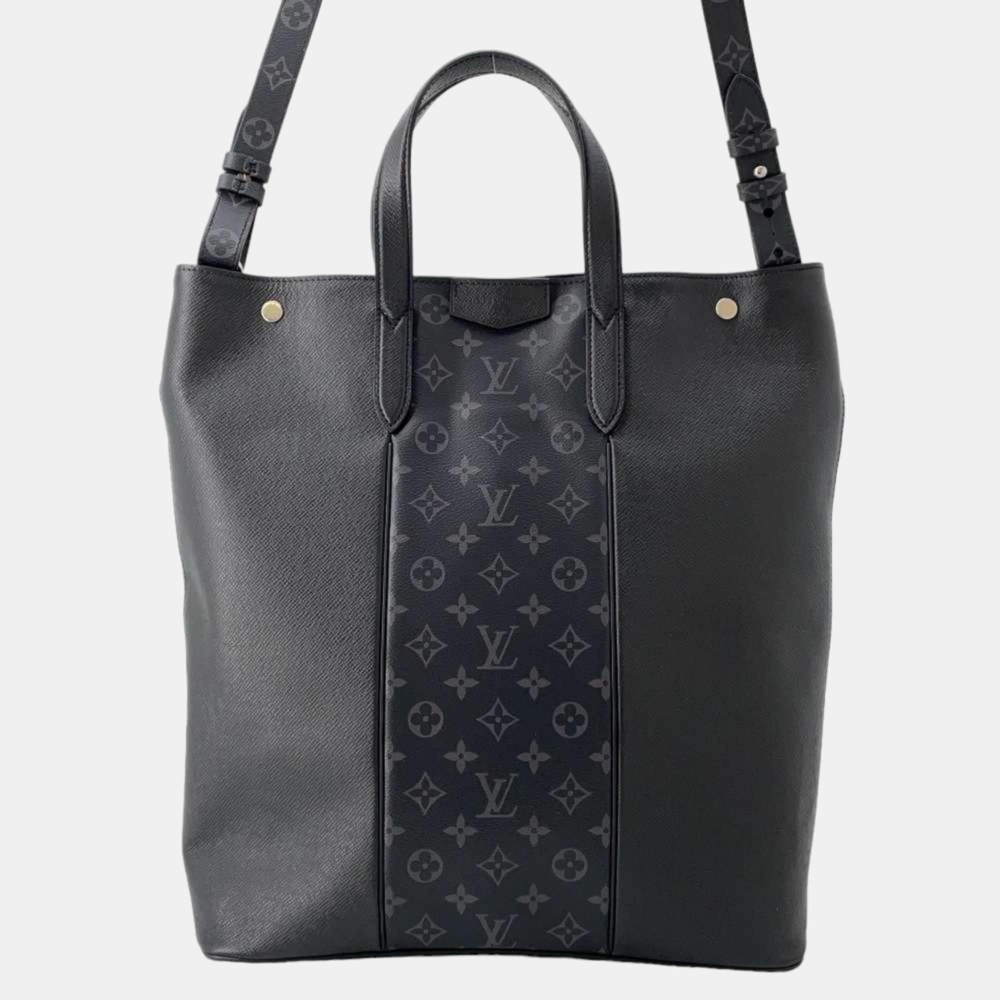 

Louis Vuitton Noir Monogram Eclipse and Taiga Leather Tote Bag, Black