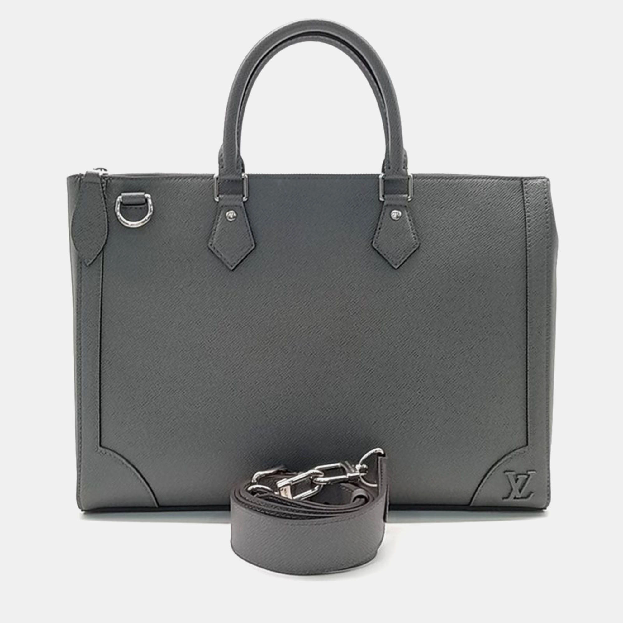 

Louis Vuitton Grey Taiga Leather Slim Briefcase Bag