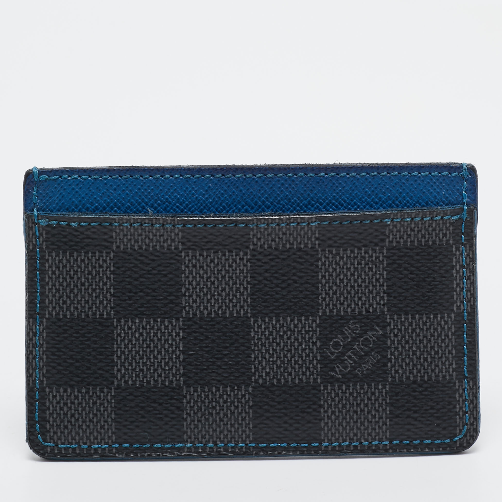 

Louis Vuitton Blue Damier Graphite Canvas Card Holder, Black