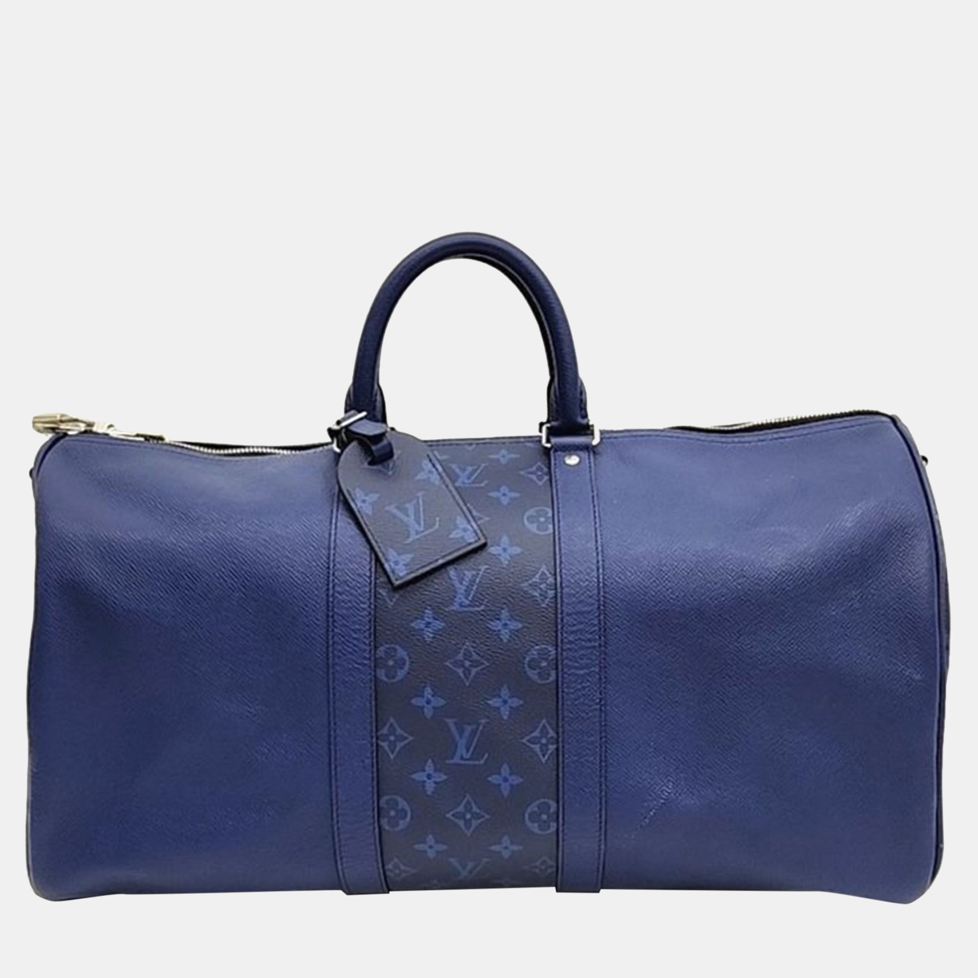 Pre-owned Louis Vuitton Taigarama Keepall 50 Bag In Navy Blue