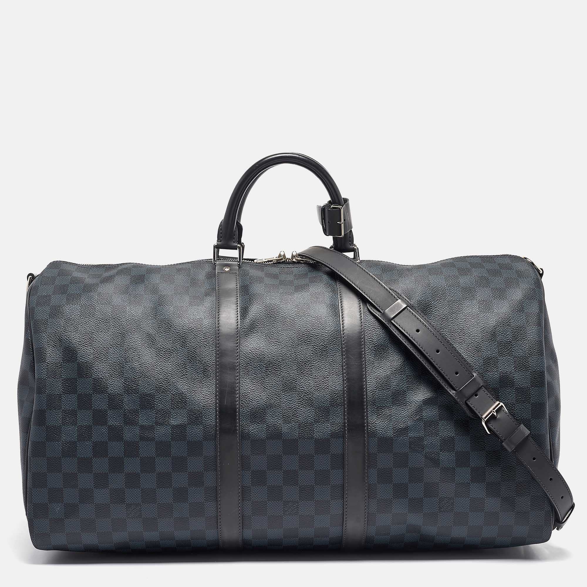 

Louis Vuitton Damier Cobalt Canvas Keepall Bandouliere 55 Bag, Blue