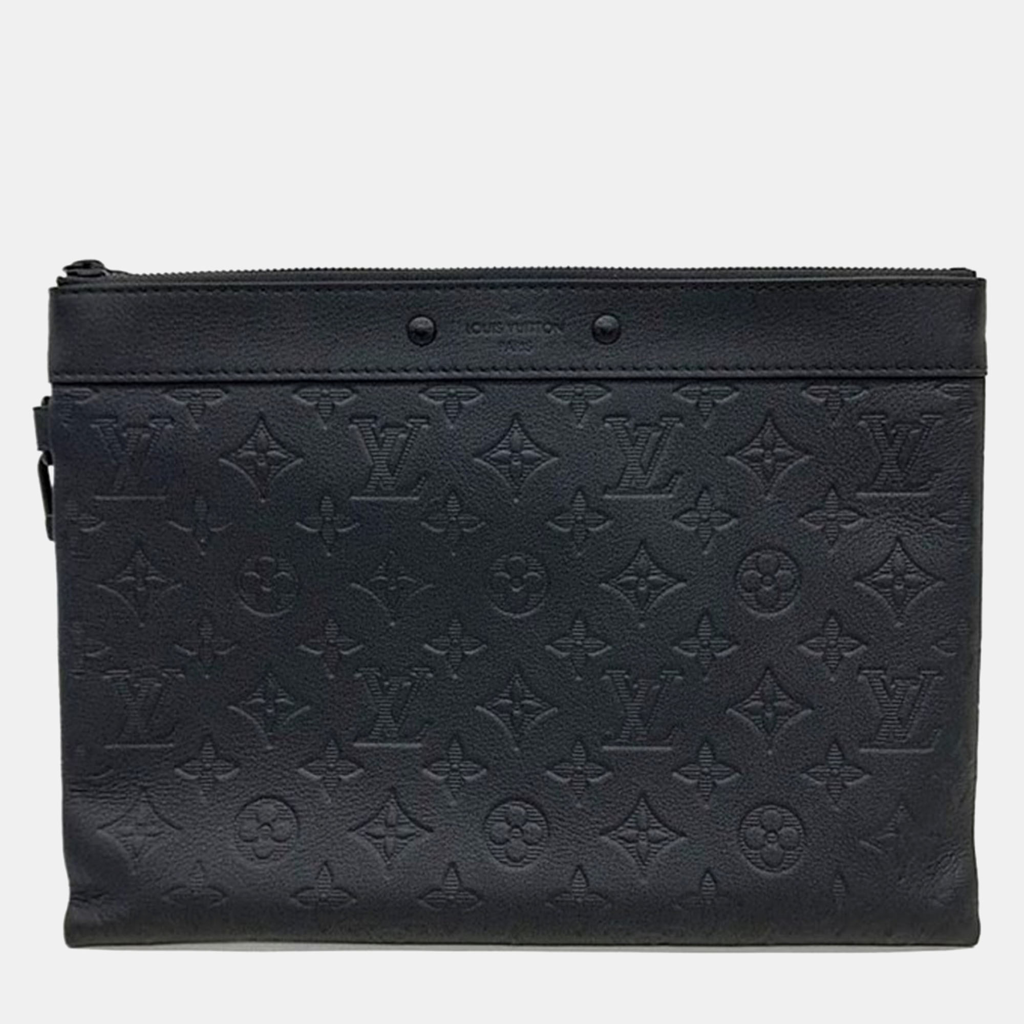 

Louis Vuitton Shadow Pochette Togo Bag, Black