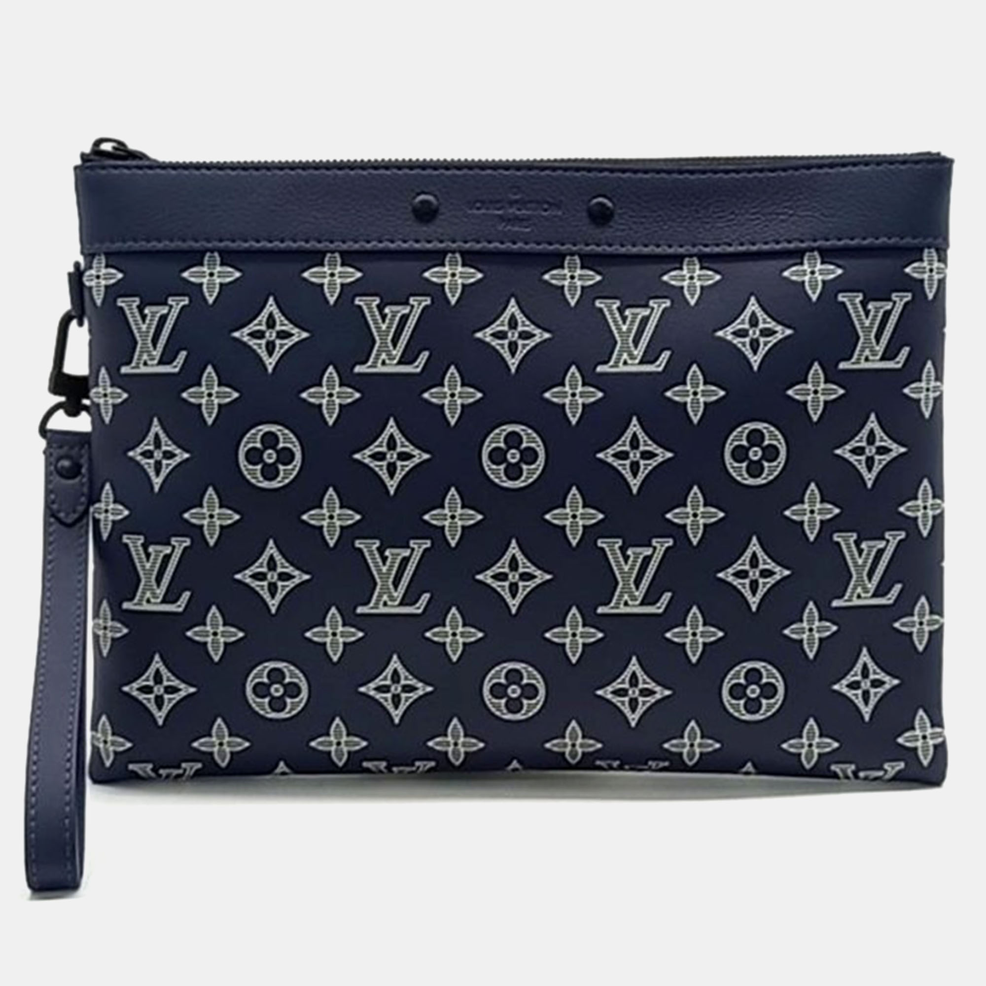 

Louis Vuitton Monogram Shadow Pochette Togo Bag, Navy blue