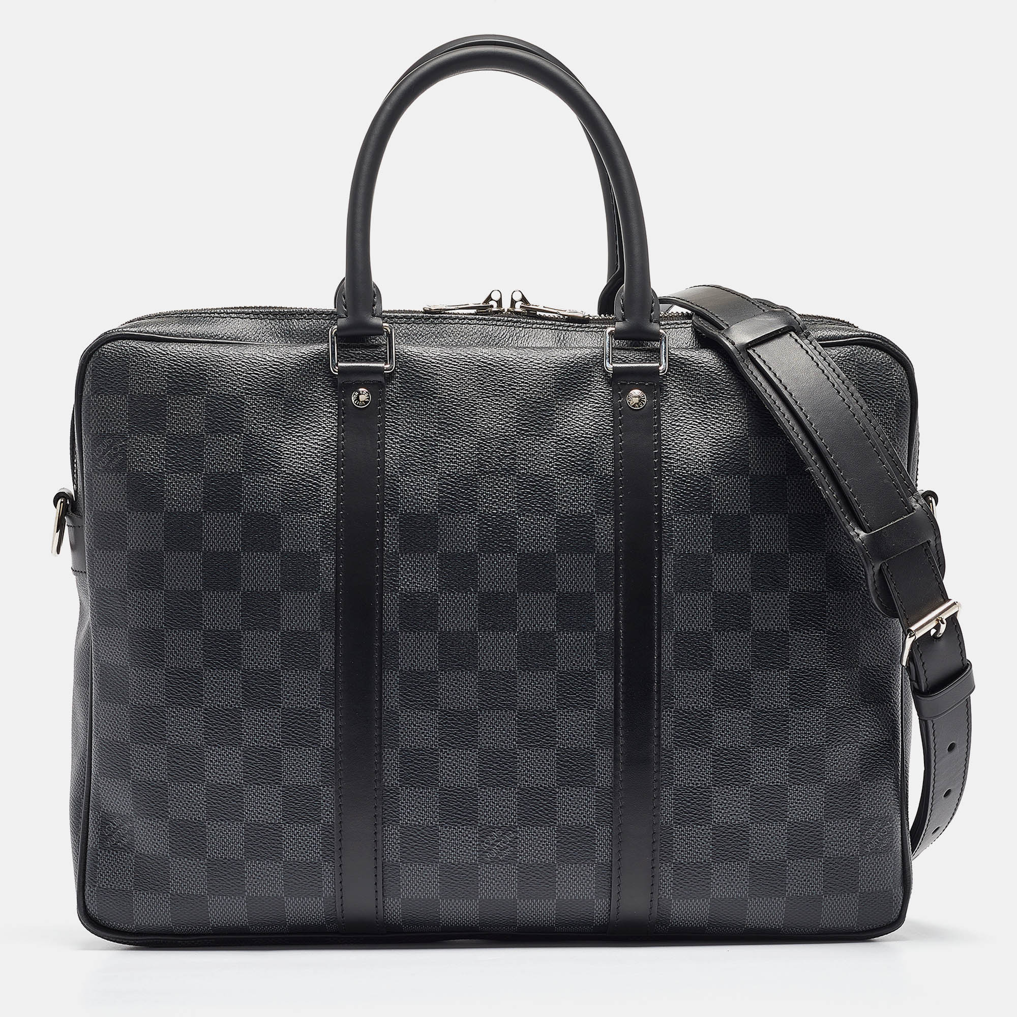 

Louis Vuitton Damier Graphite Canvas Porte-Documents Voyage PM Bag, Black