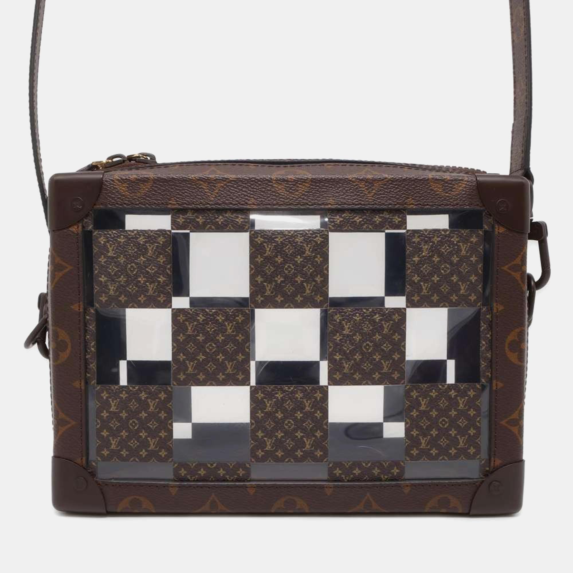 Pre-owned Louis Vuitton Brown Coated Canvas Monogram Chess Soft Trunk