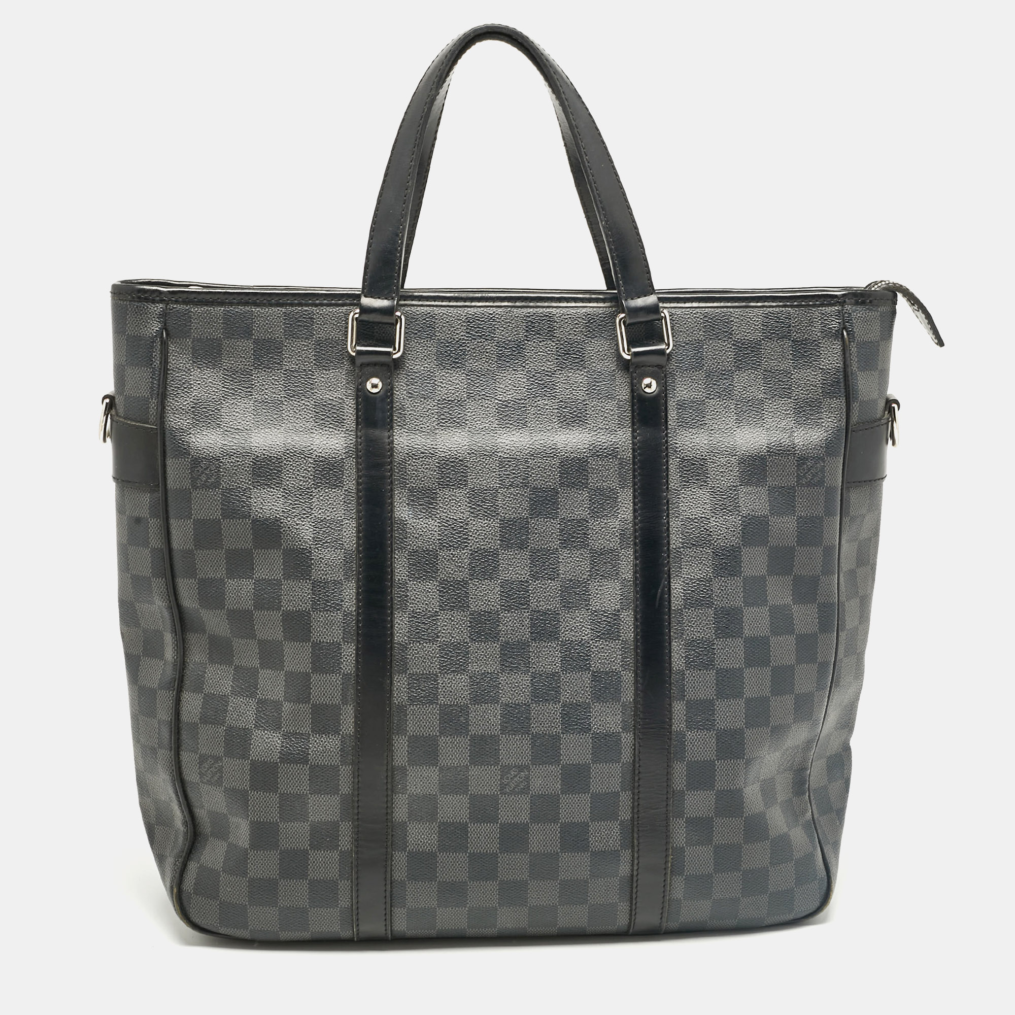 Pre-owned Louis Vuitton Damier Graphite Canvas Tadao Bag In Black