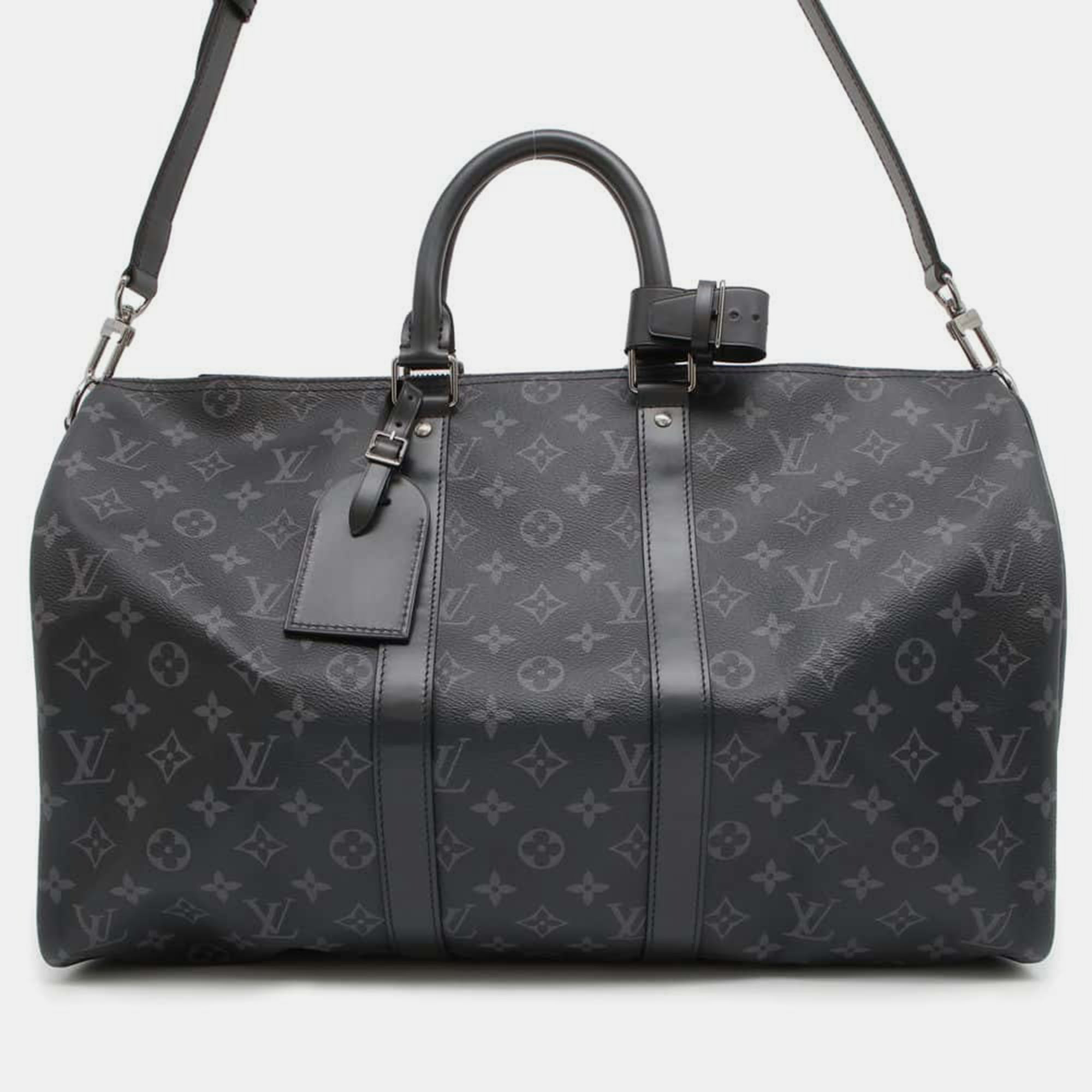 

Louis Vuitton Noir Monogram Keepall Bandouliere Eclipse Size, Black