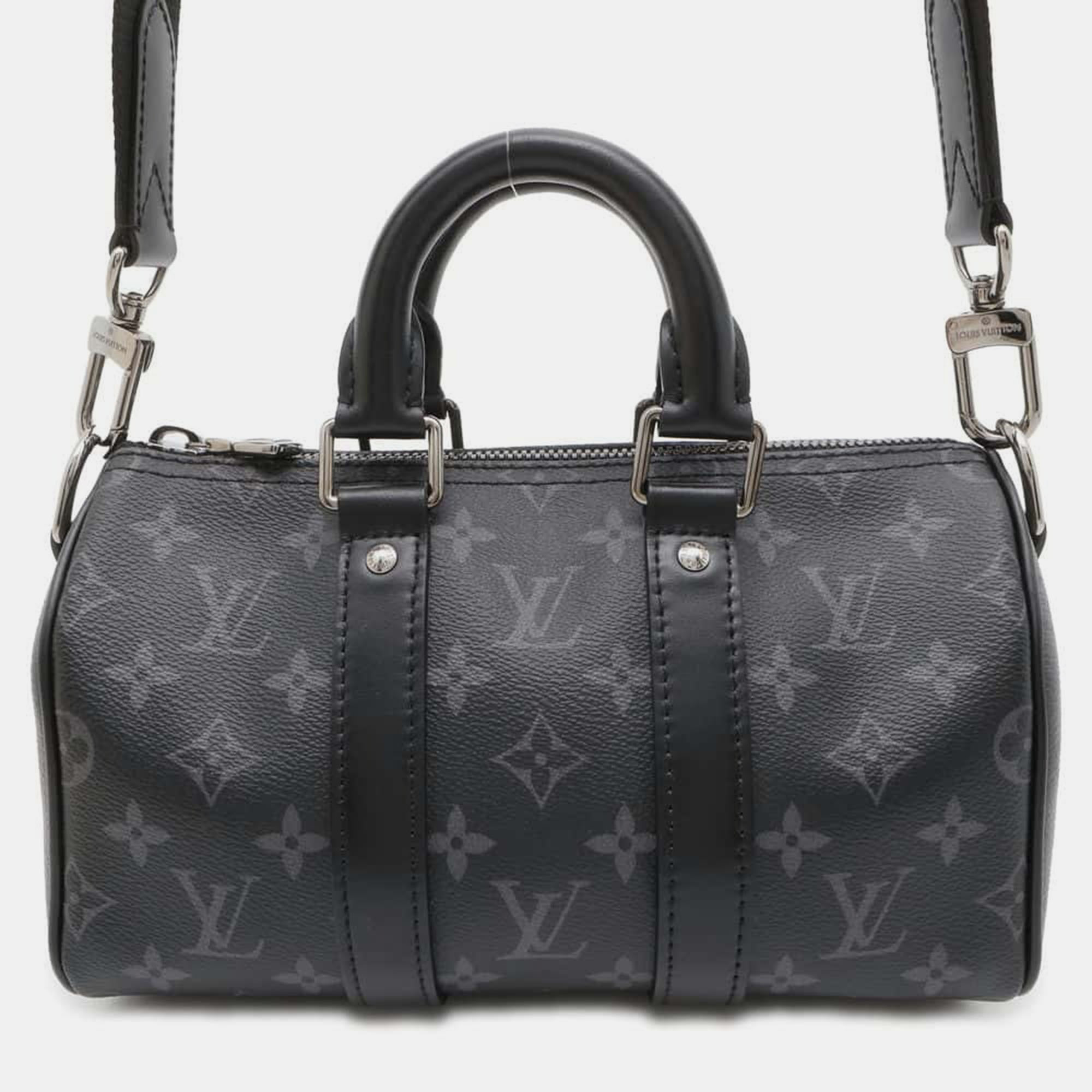 

Louis Vuitton Noir Monogram Eclipse Monogram Keepall Bandouliere Eclipse Reverse Size, Black