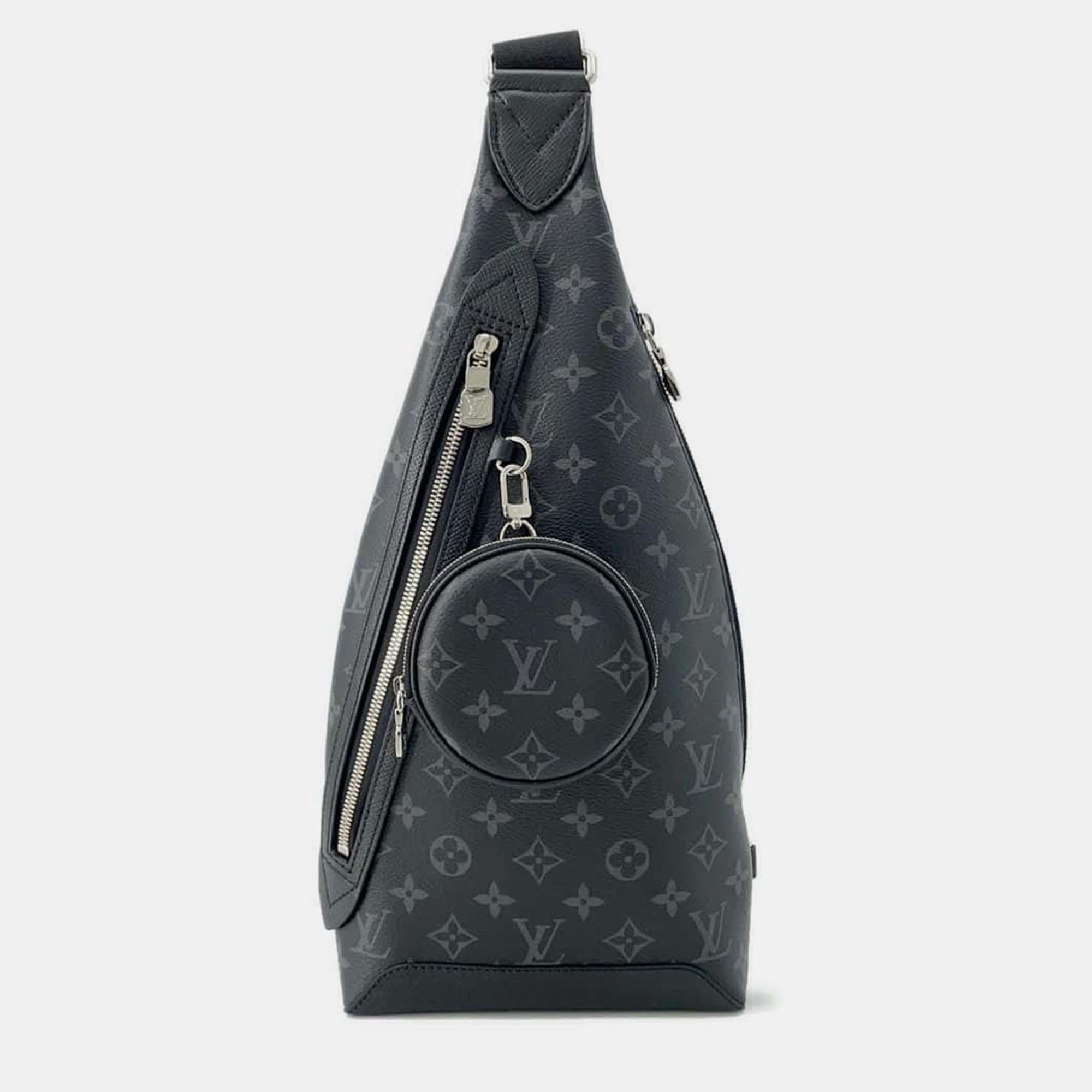 

Louis Vuitton Noir Monogram Eclipse Taiga Leather duo sling bag, Black