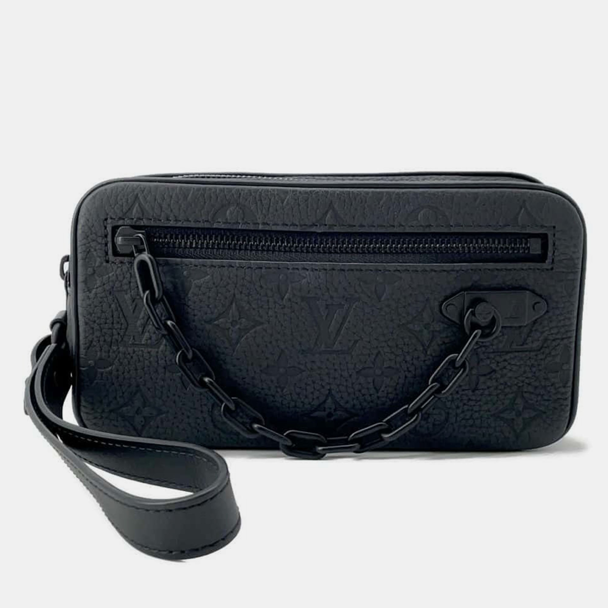 

Louis Vuitton Noir Monogram Empreinte Leather Pochette Volga, Black