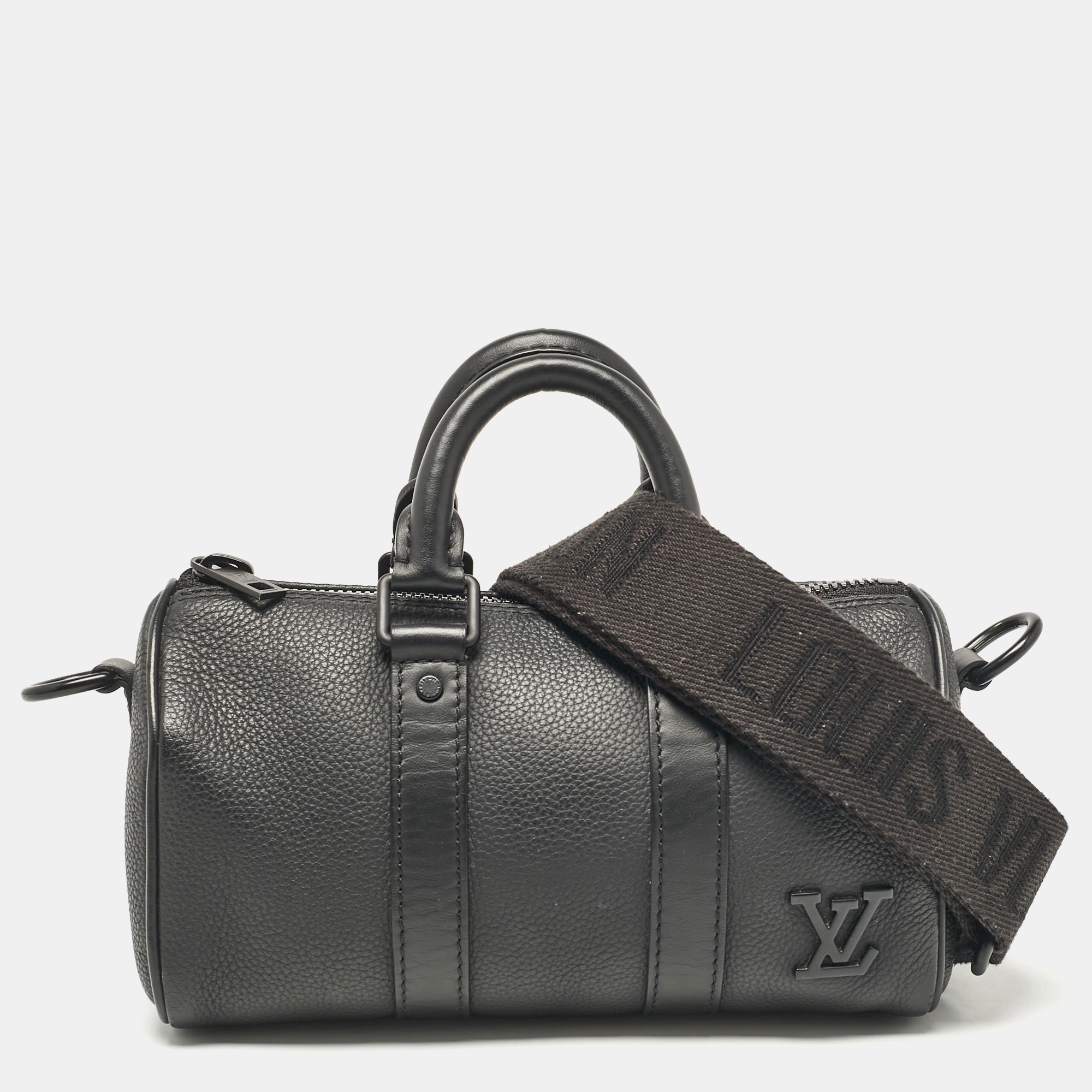 

Louis Vuitton Black Aerogram Leather  Keepall Bandoulier Bag