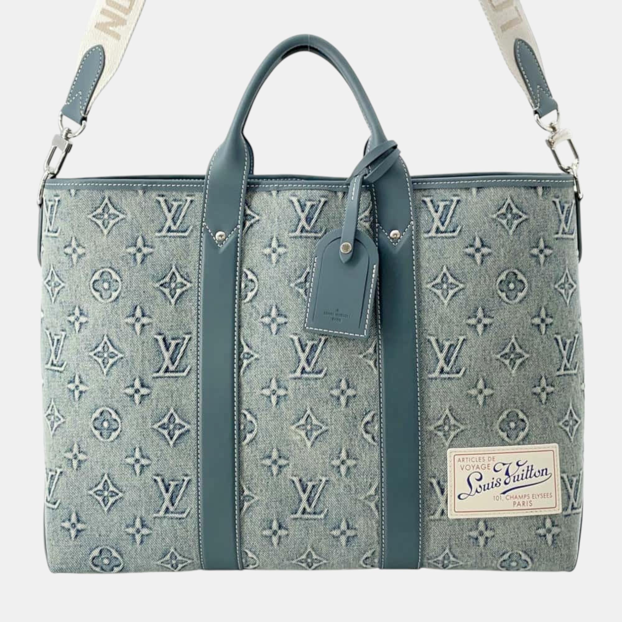 

Louis Vuitton Blue Monogram Washed Denim Weekend Tote NM