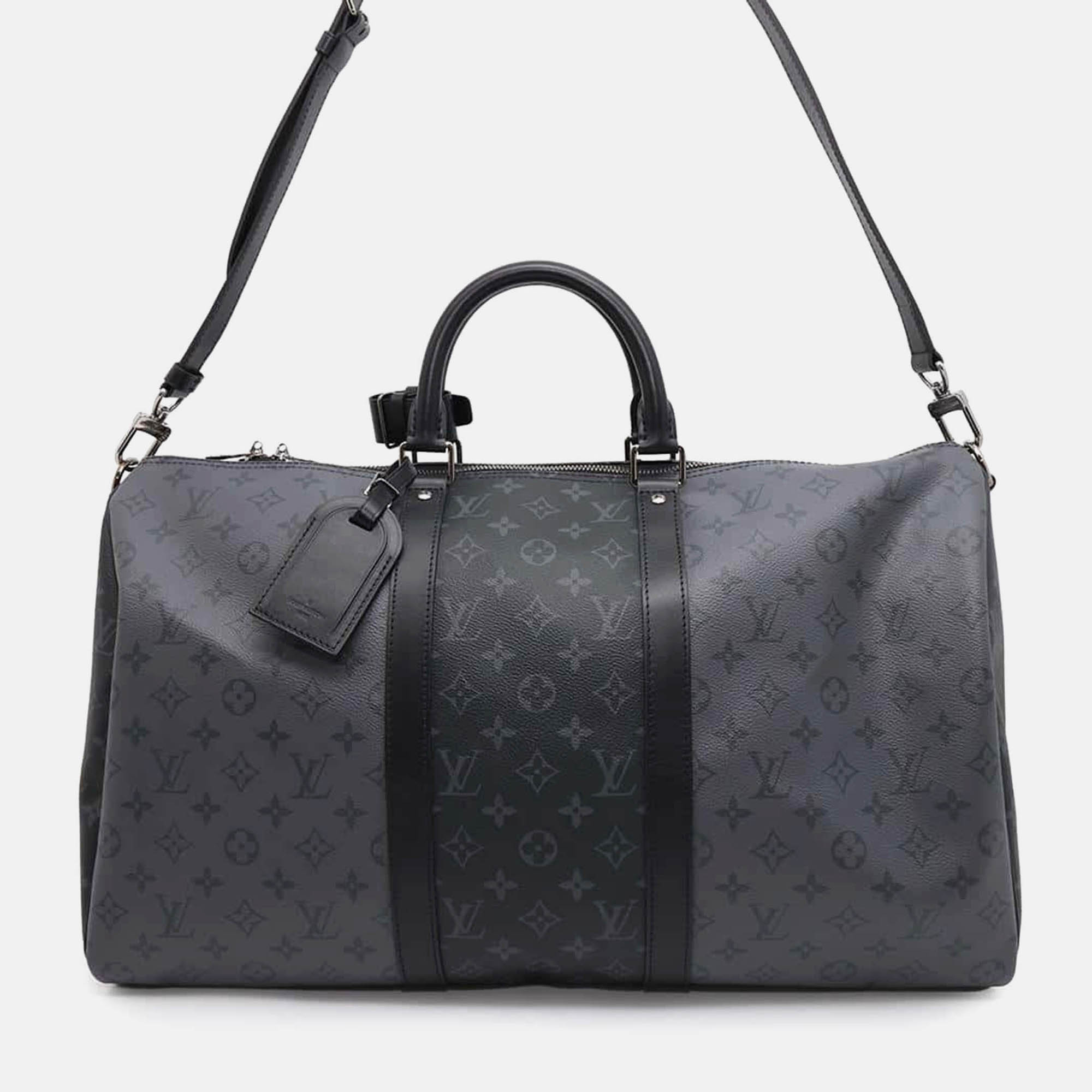 

Louis Vuitton Noir Monogram Eclipse Reverse Keepall Bandouliere Size, Black