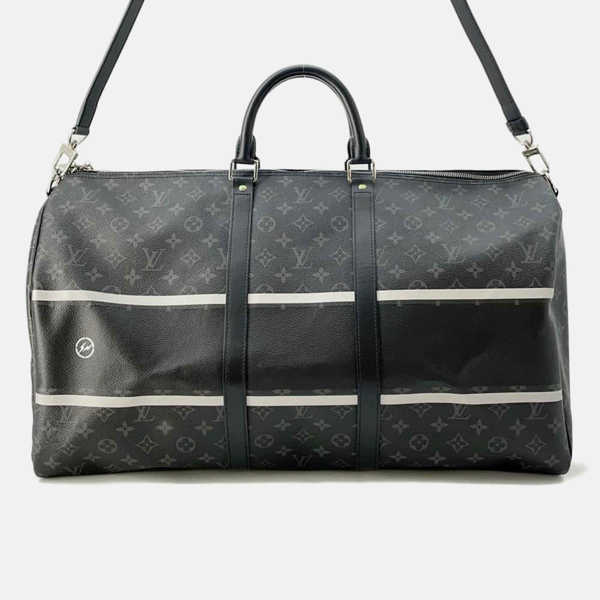 

Louis Vuitton Noir Monogram Eclipse Keepall Bandouliere Size, Black