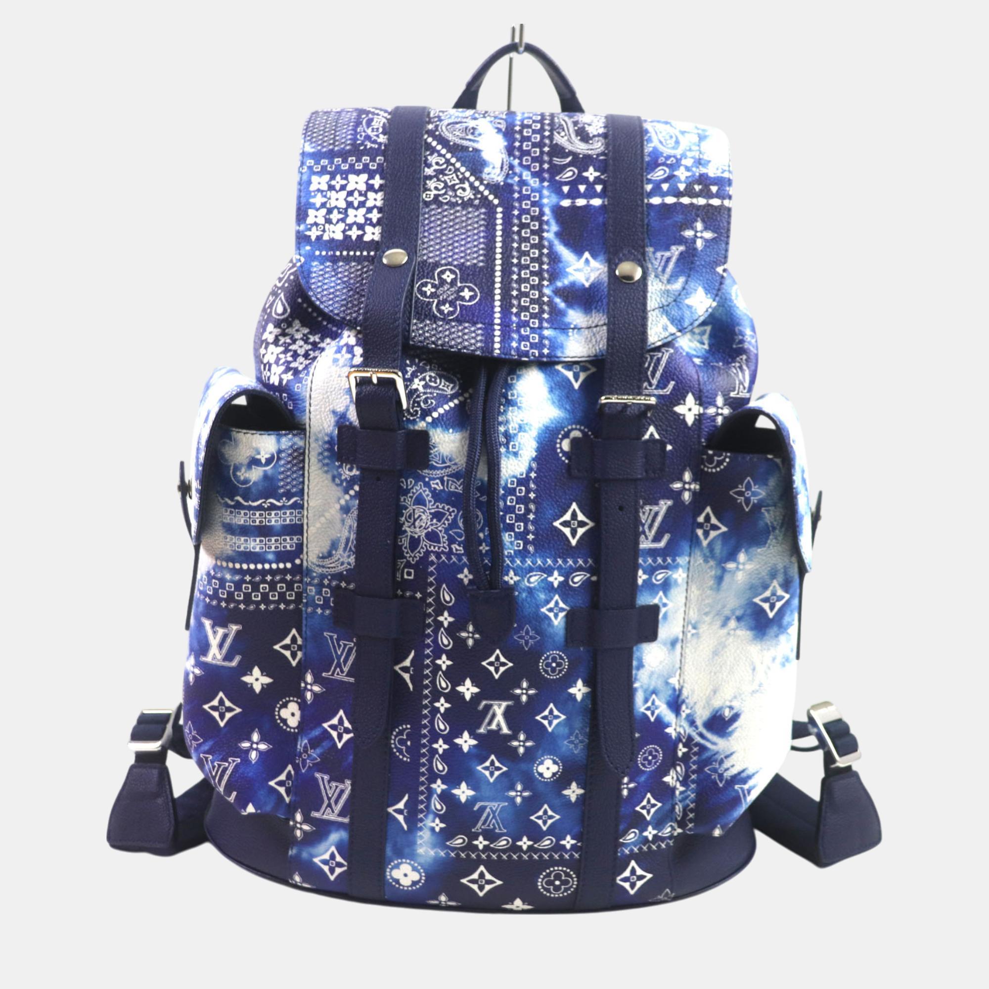 

Louis Vuitton Blue Leather Monogram Bandana Christopher Pm Backpack