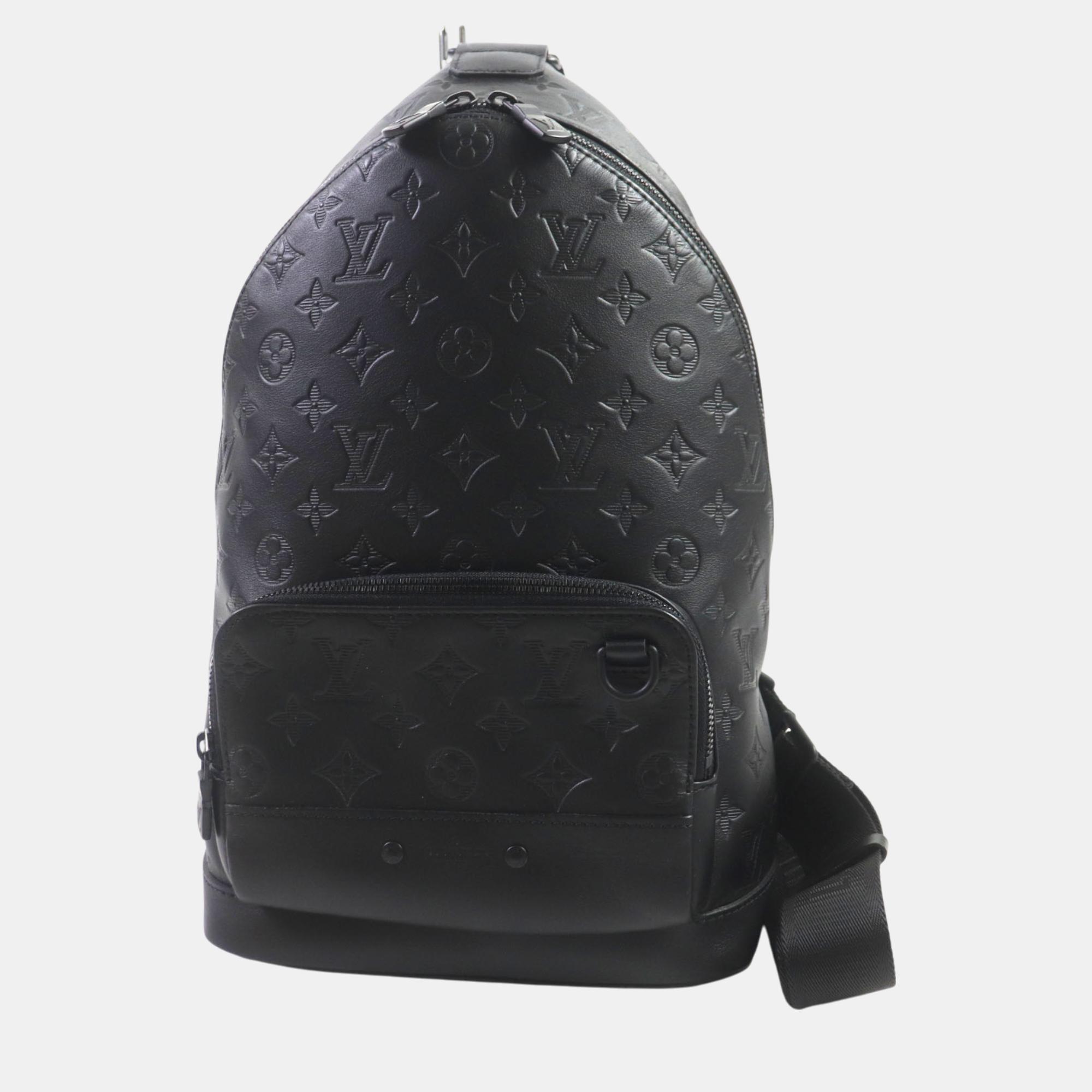 

Louis Vuitton Black Leather Monogram Shadow Sling Bag