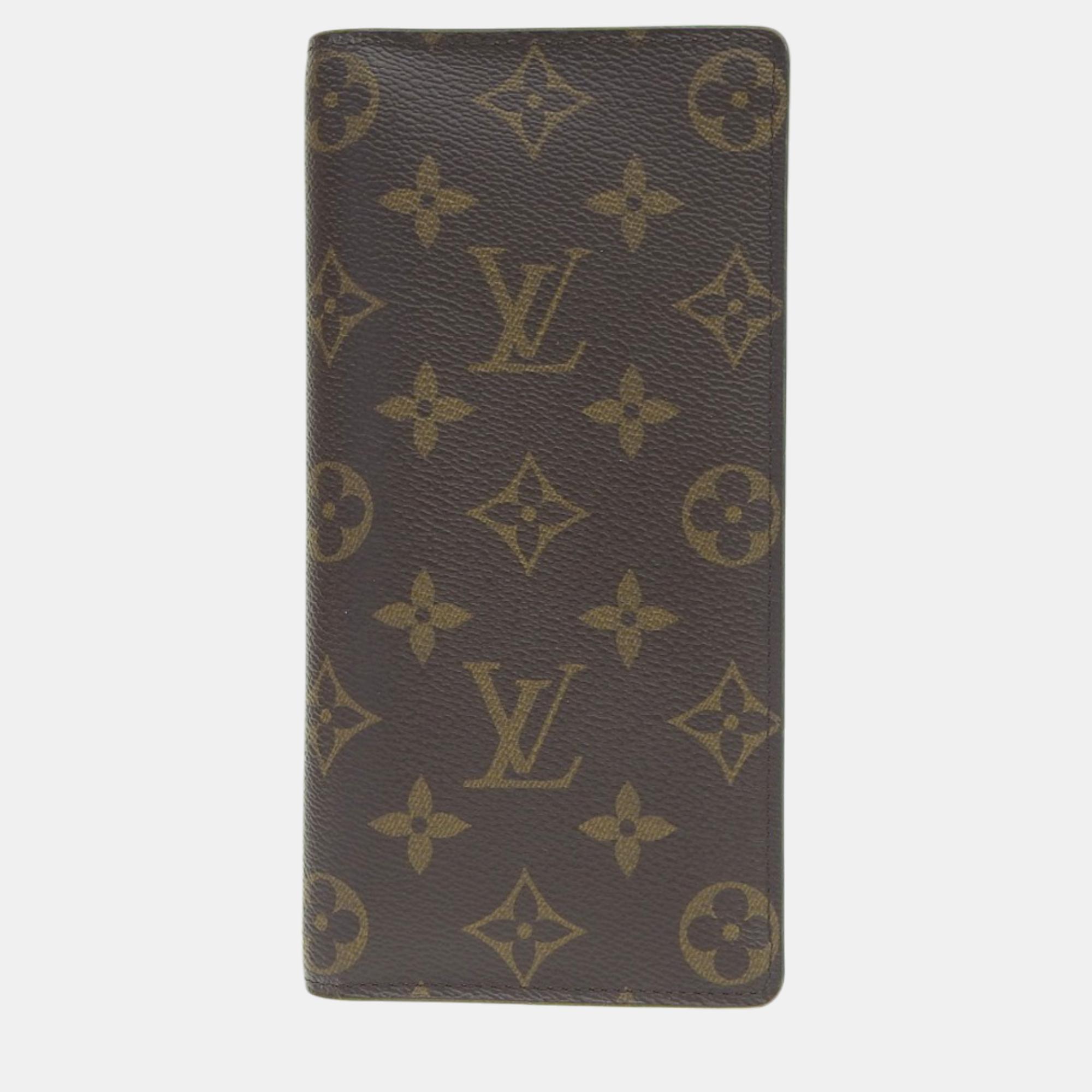 

Louis Vuitton Brown Canvas Monogram Portefeuille Brazza Long Wallet