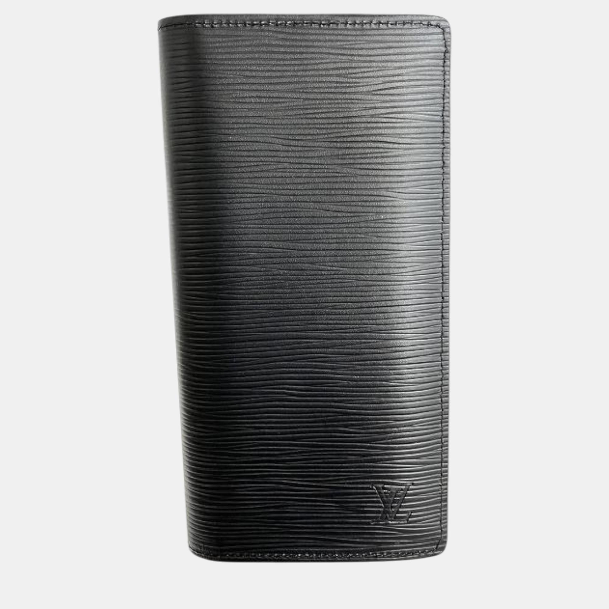 

Louis Vuitton Black Leather Epi Portefeuille Brazza Wallet