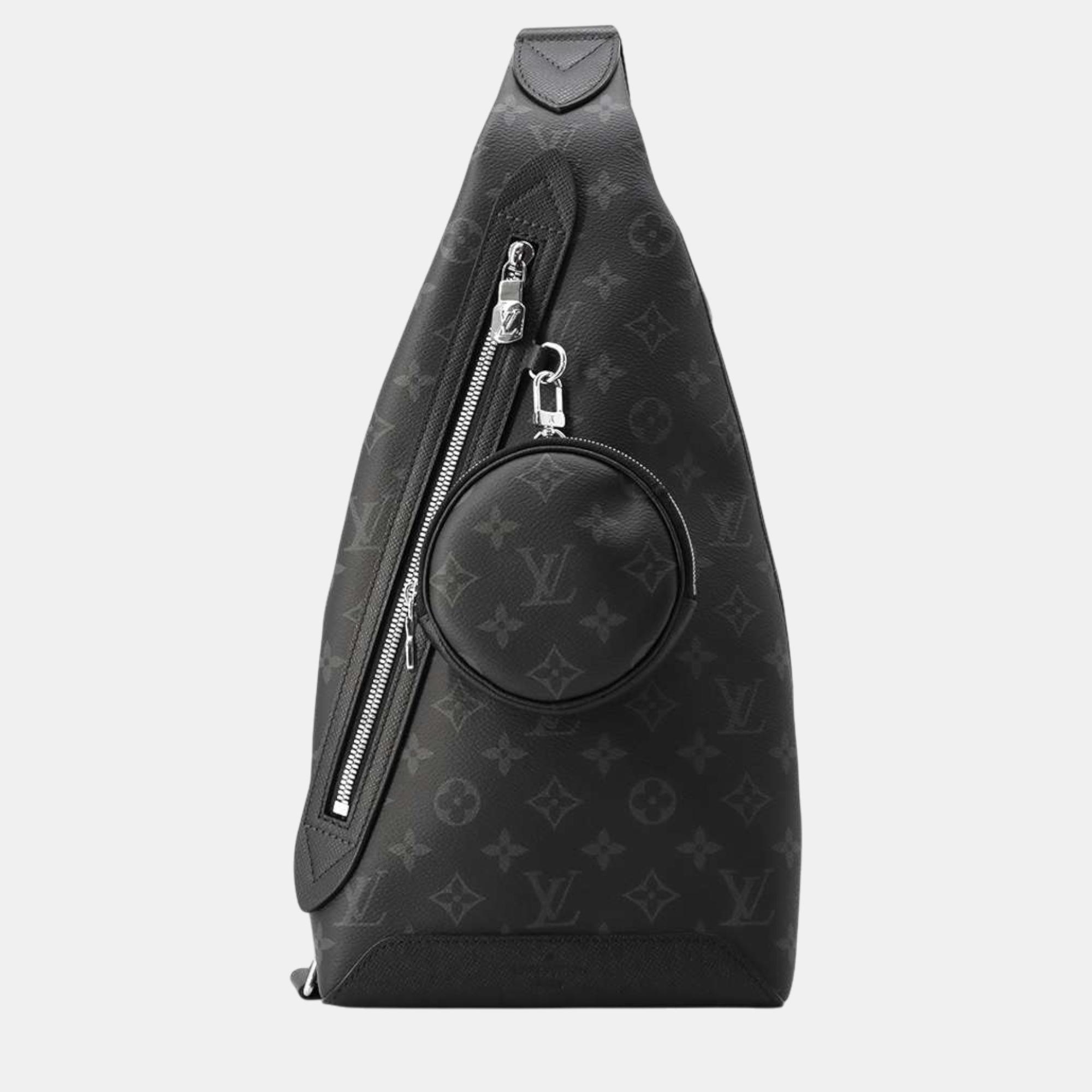 

Louis Vuitton Noir Monogram Eclipse Taiga Leather Duo Sling Bag, Black