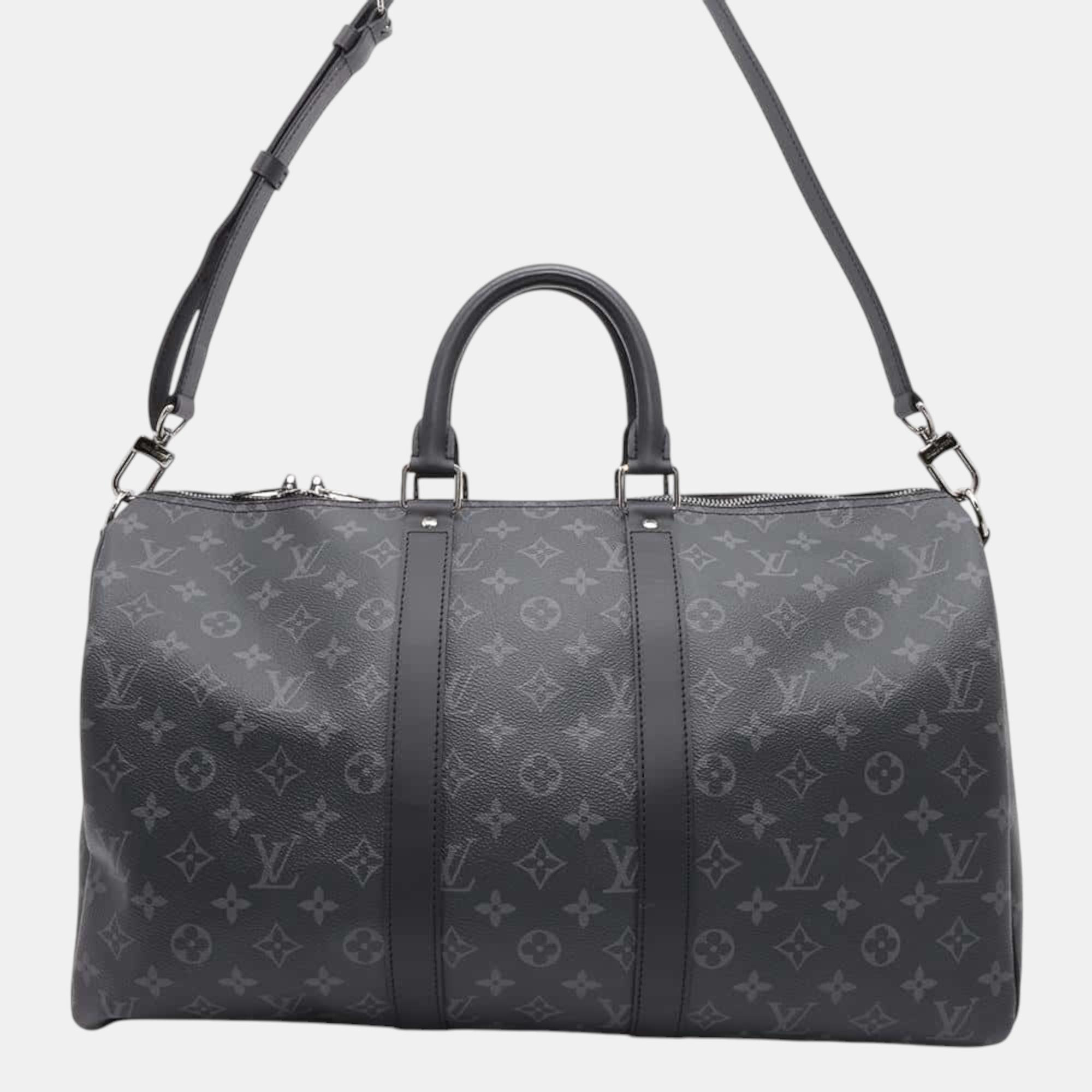 

Louis Vuitton Noir Monogram Eclipse Keepall Bandouliere bag Size, Black