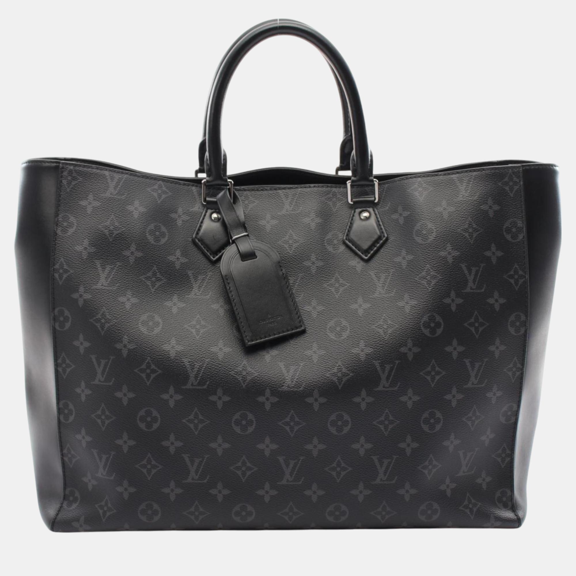 

Louis Vuitton Coated Canvas Leather Black Grand Sac Monogram Eclipse Tote Bag