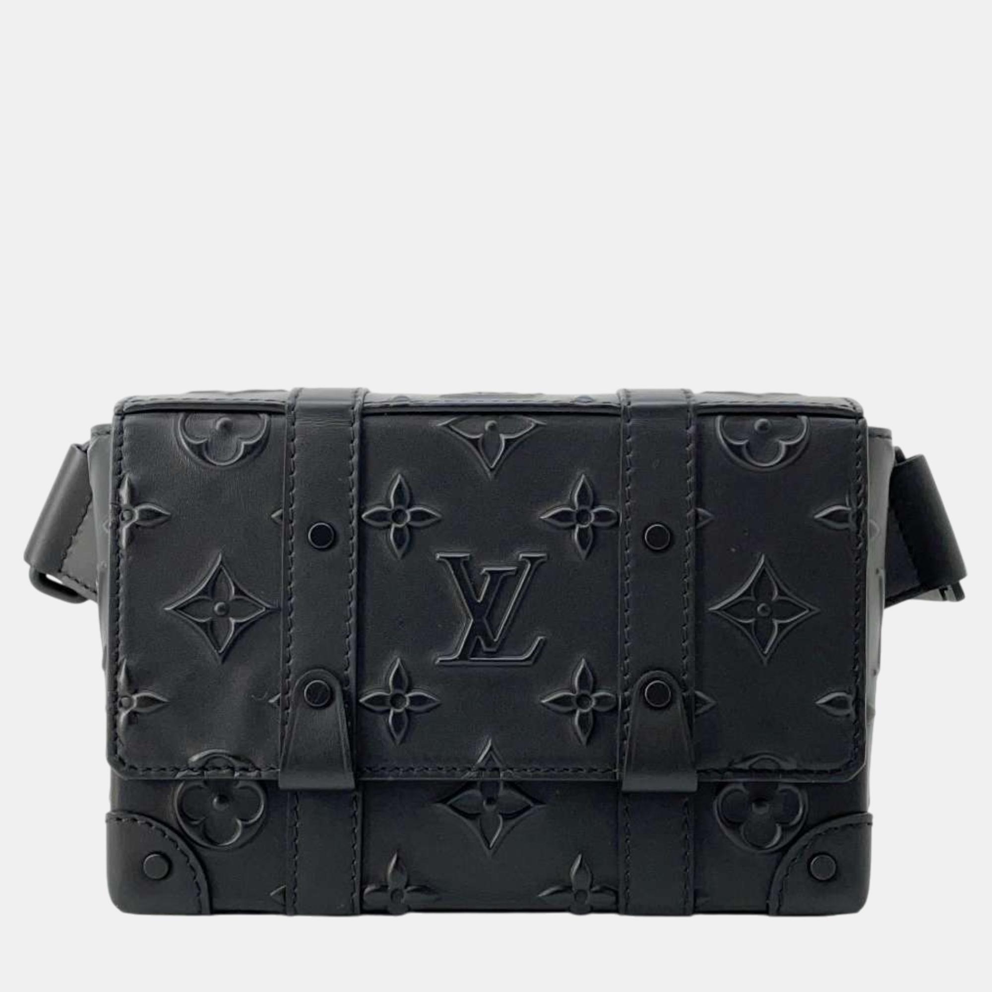 

Louis Vuitton Noir Monogram Seal Leather Trunk Bag, Black