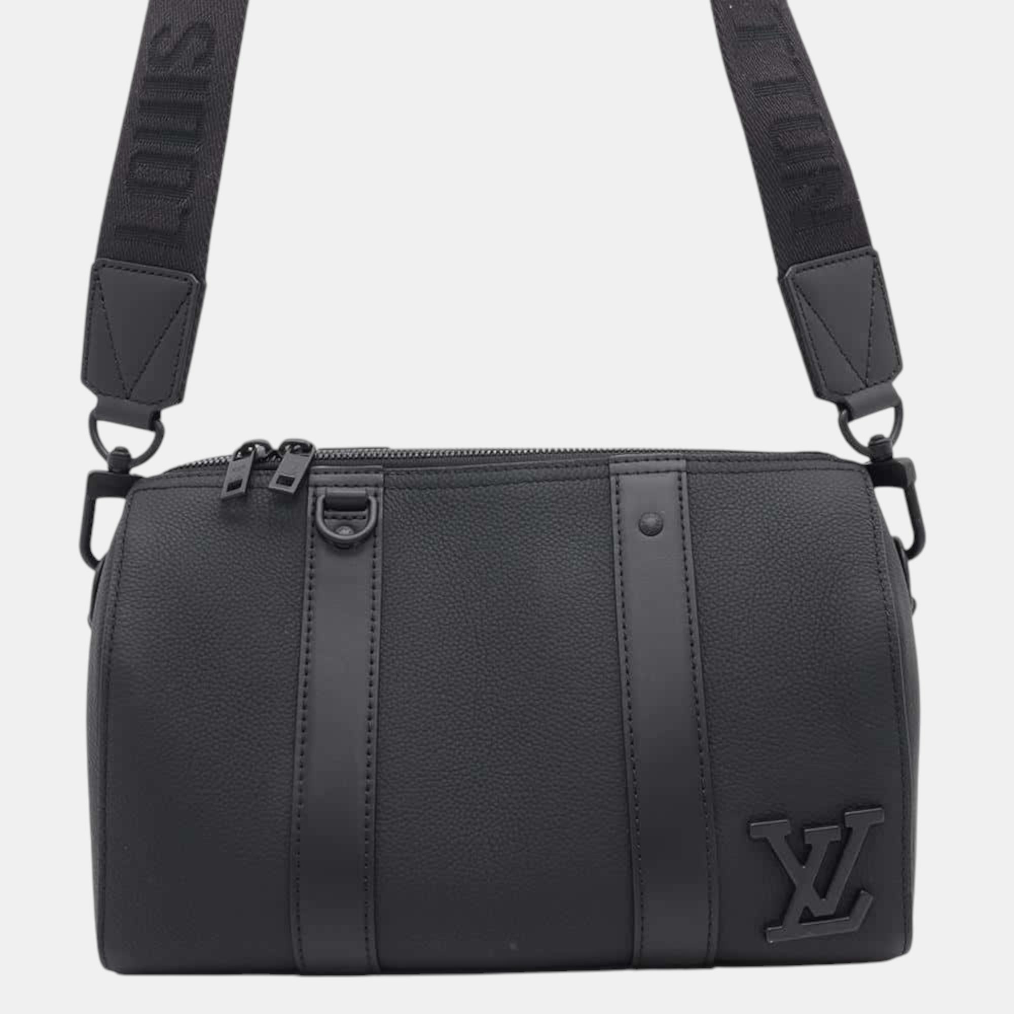 

Louis Vuitton Noir Grained Calf Leather Aerogram City Keepall Shoulder Bag, Black