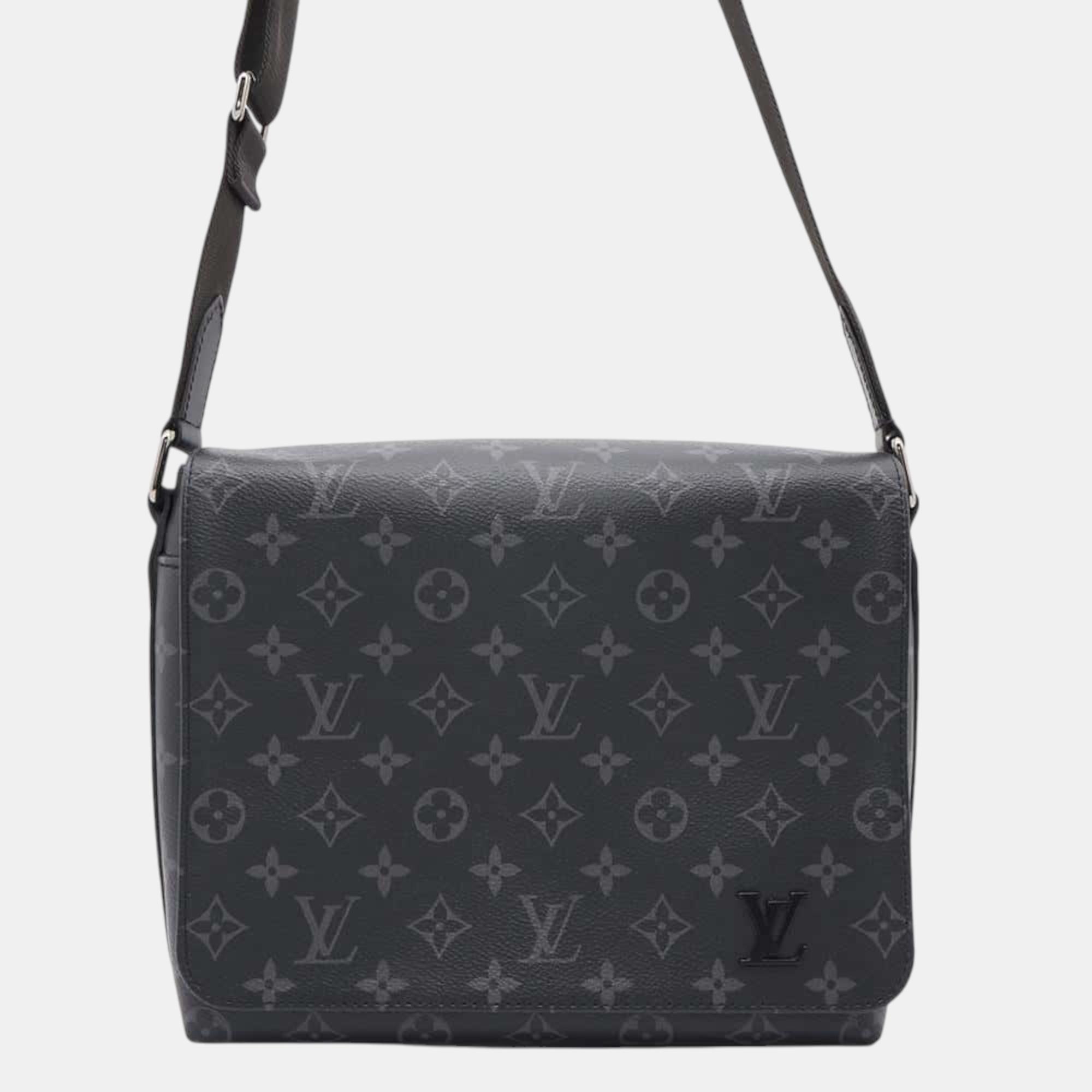 

Louis Vuitton Noir Monogram Eclipse PM District Shoulder Bag, Black