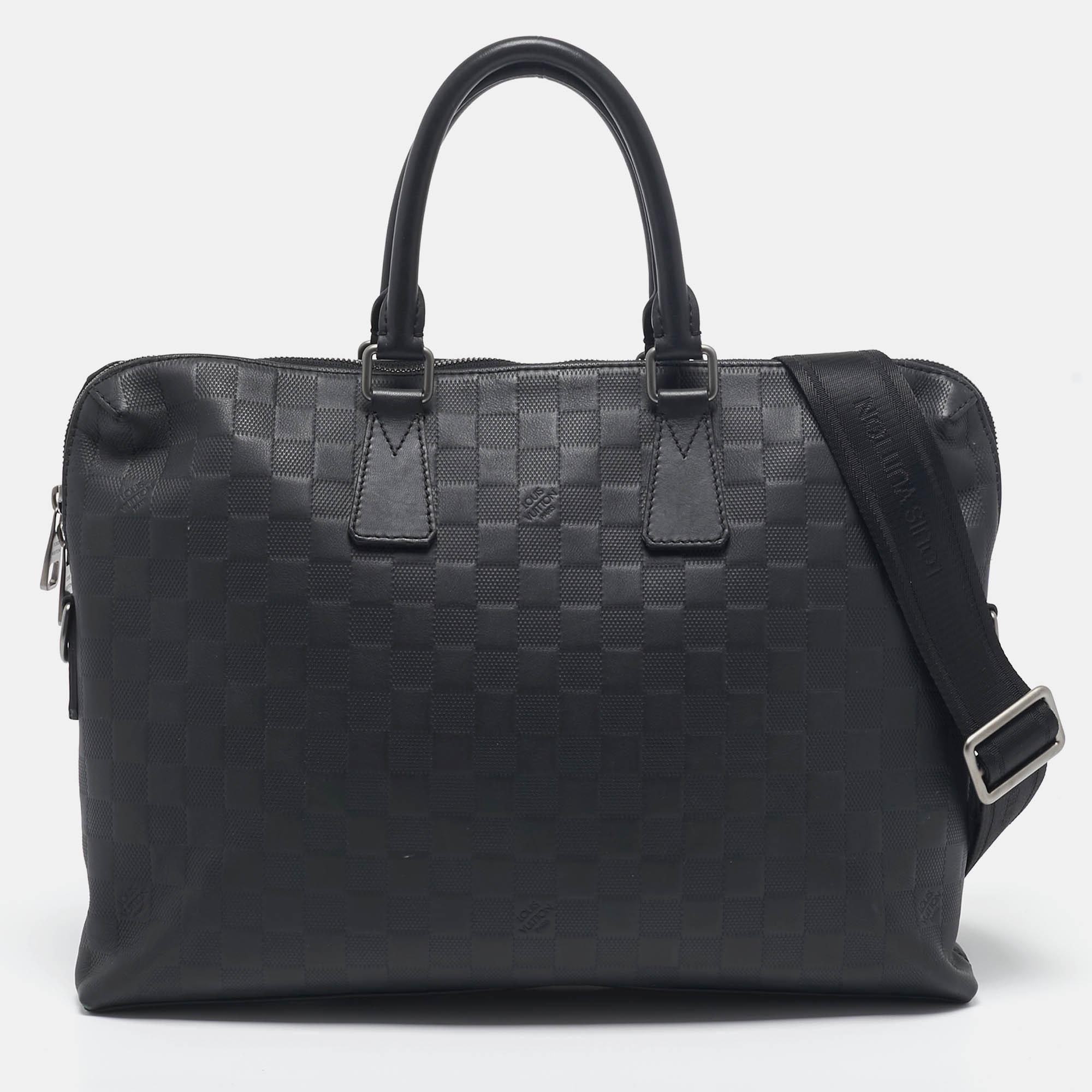 

Louis Vuitton Black Damier Infini Leather Porte Documents Voyage PM Bag