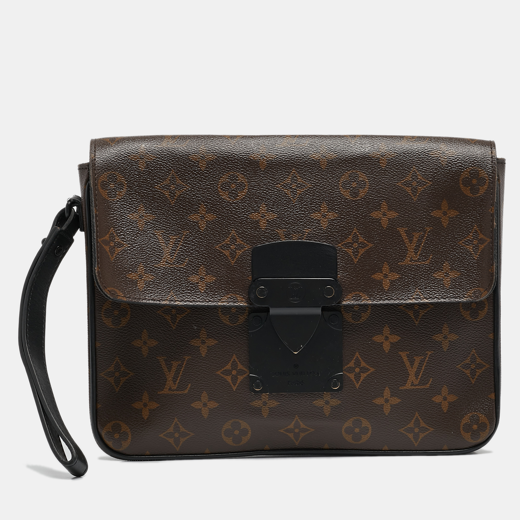 

Louis Vuitton Black Monogram Macassar Canvas  Lock A4 Pouch