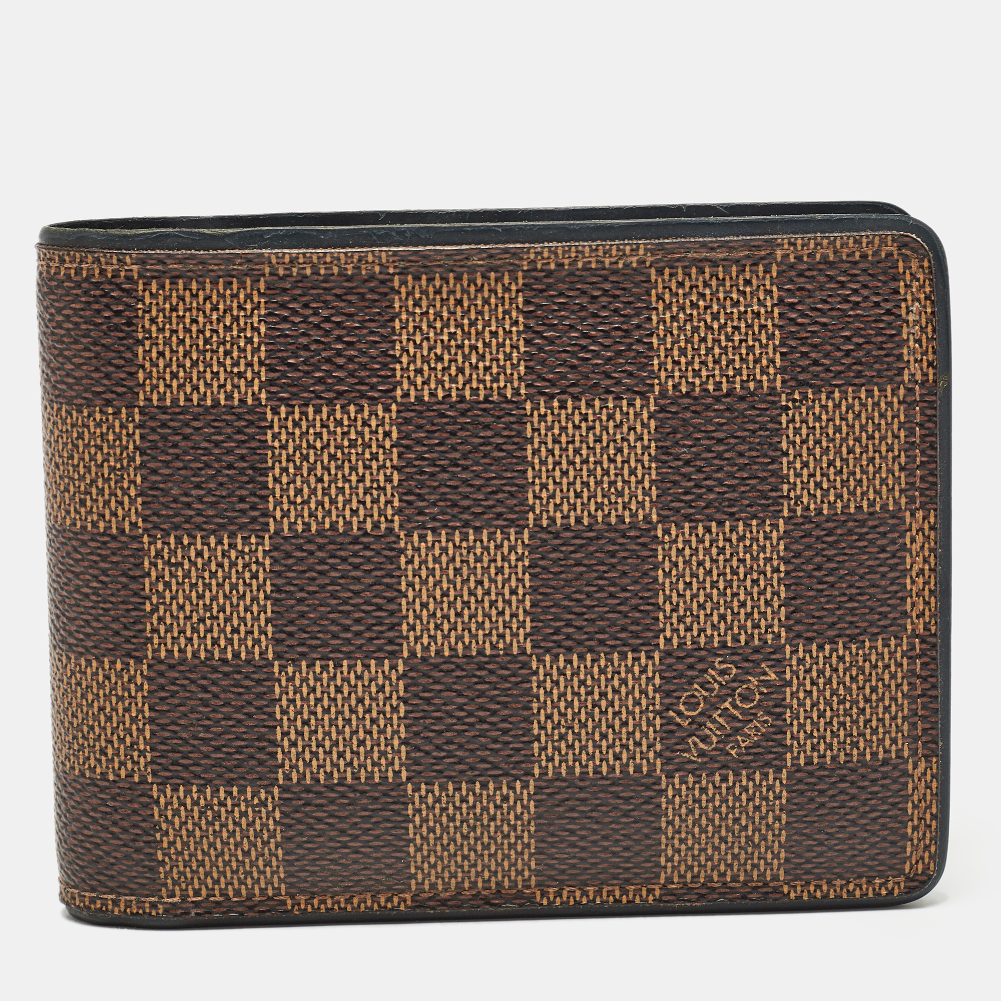 

Louis Vuitton Blue Damier Ebene Multiple Wallet, Brown