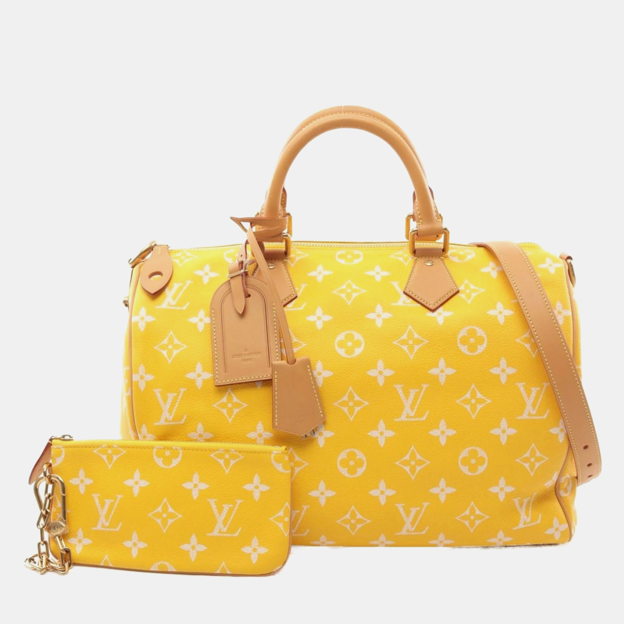 

Louis Vuitton Yellow Calfskin Leather Speedy Bandouliere 40 Boston Bag