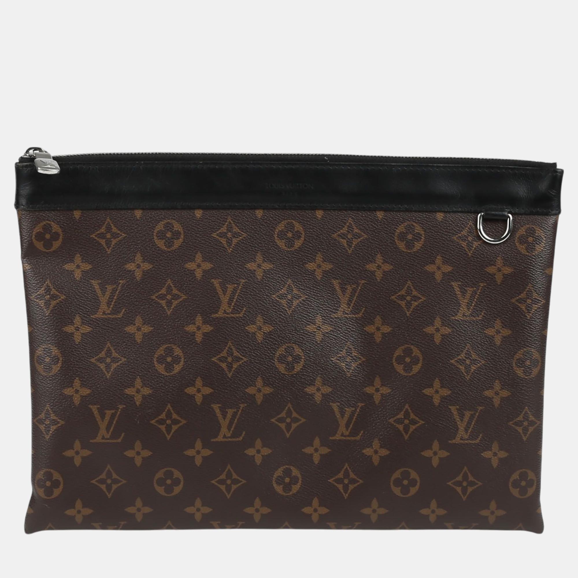 

Louis Vuitton GM Size Monogram Macassar Canvas Discovery Pochette Clutch Bag, Brown