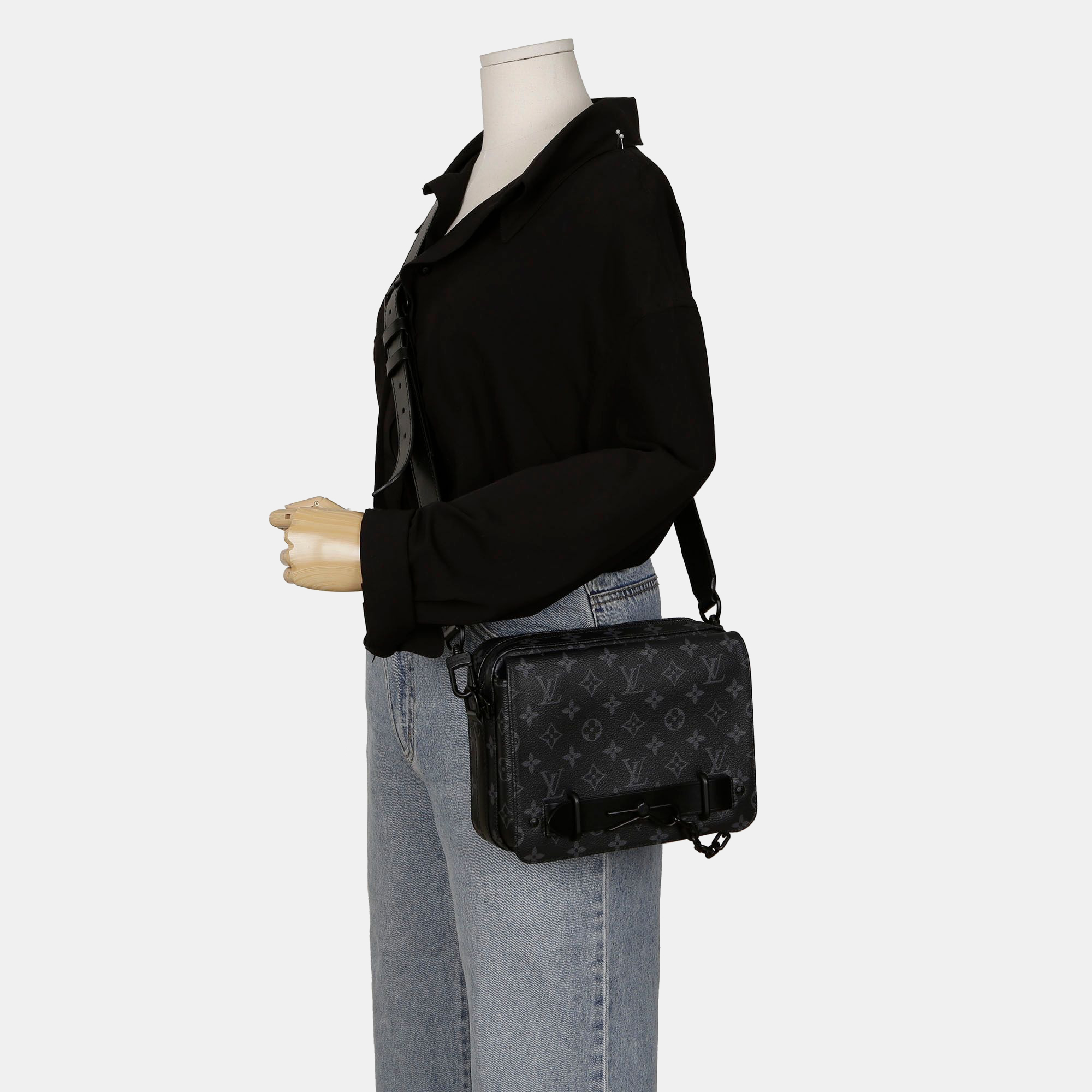 Louis Vuitton Monogram Eclipse Canvas Steamer Messenger Shoulder Bag 