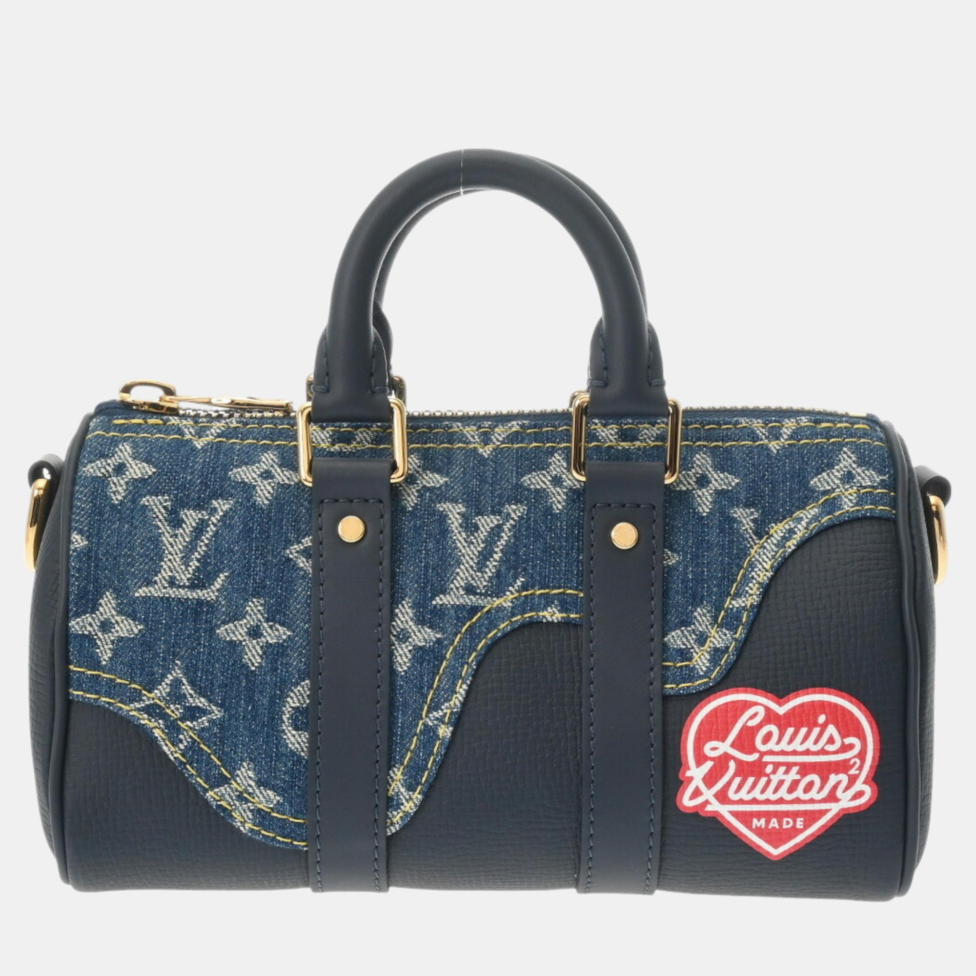 

Louis Vuitton Blue/Navy Monogram Denim Taurillon Leather Keepall  Shoulder Bag