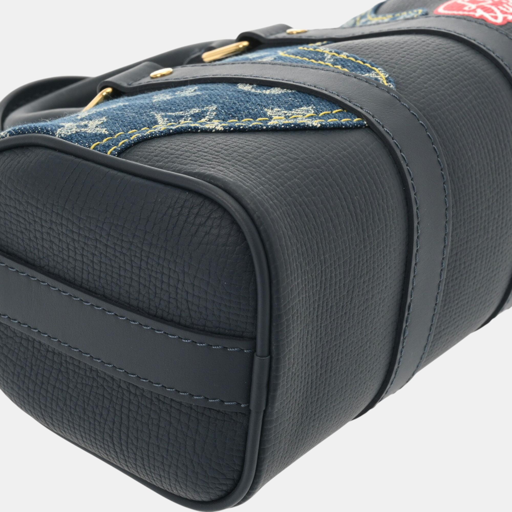 Louis Vuitton Blue/Navy Monogram Denim Taurillon Leather Keepall XS Shoulder Bag 