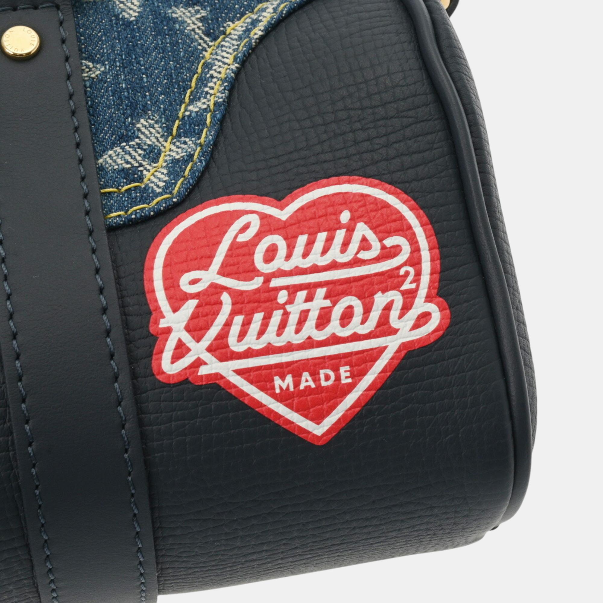 Louis Vuitton Blue/Navy Monogram Denim Taurillon Leather Keepall XS Shoulder Bag 