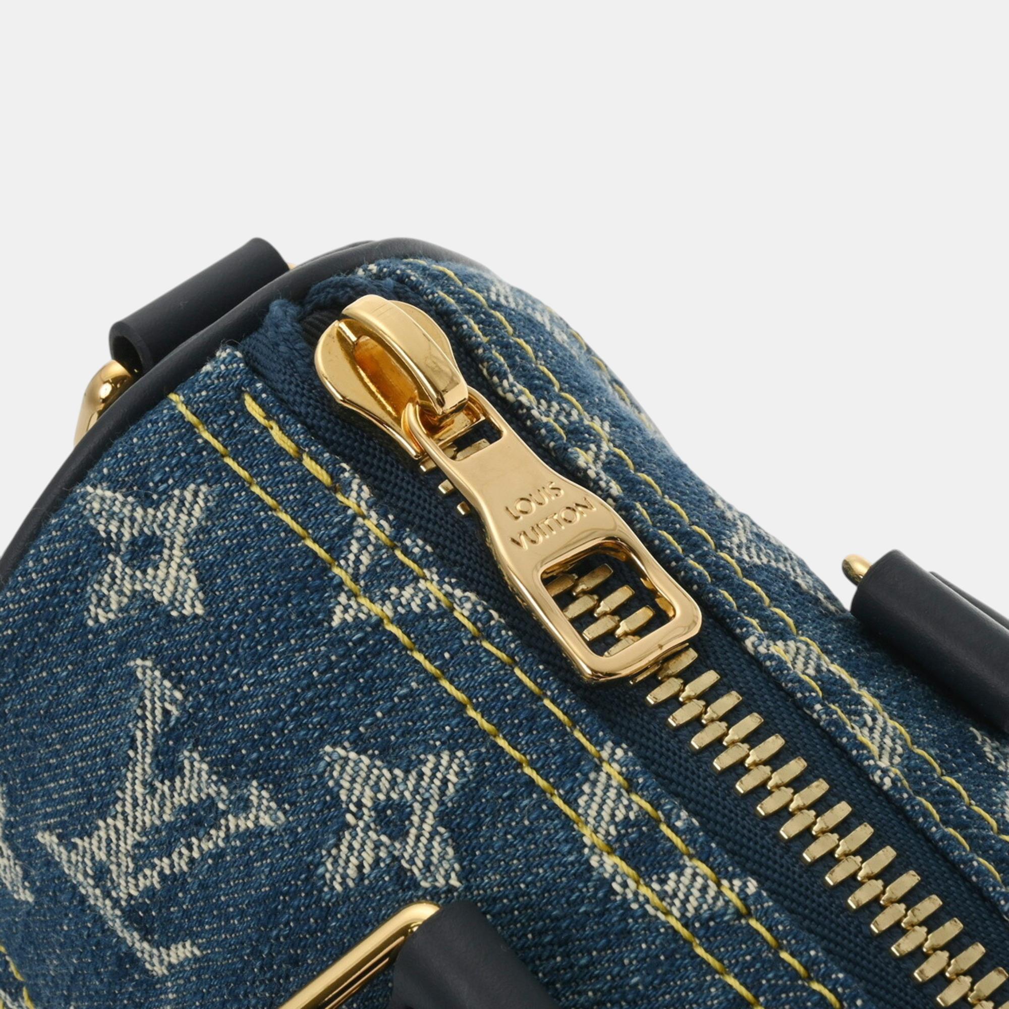 Louis Vuitton Blue/Navy Monogram Denim Taurillon Leather Keepall XS Shoulder Bag 
