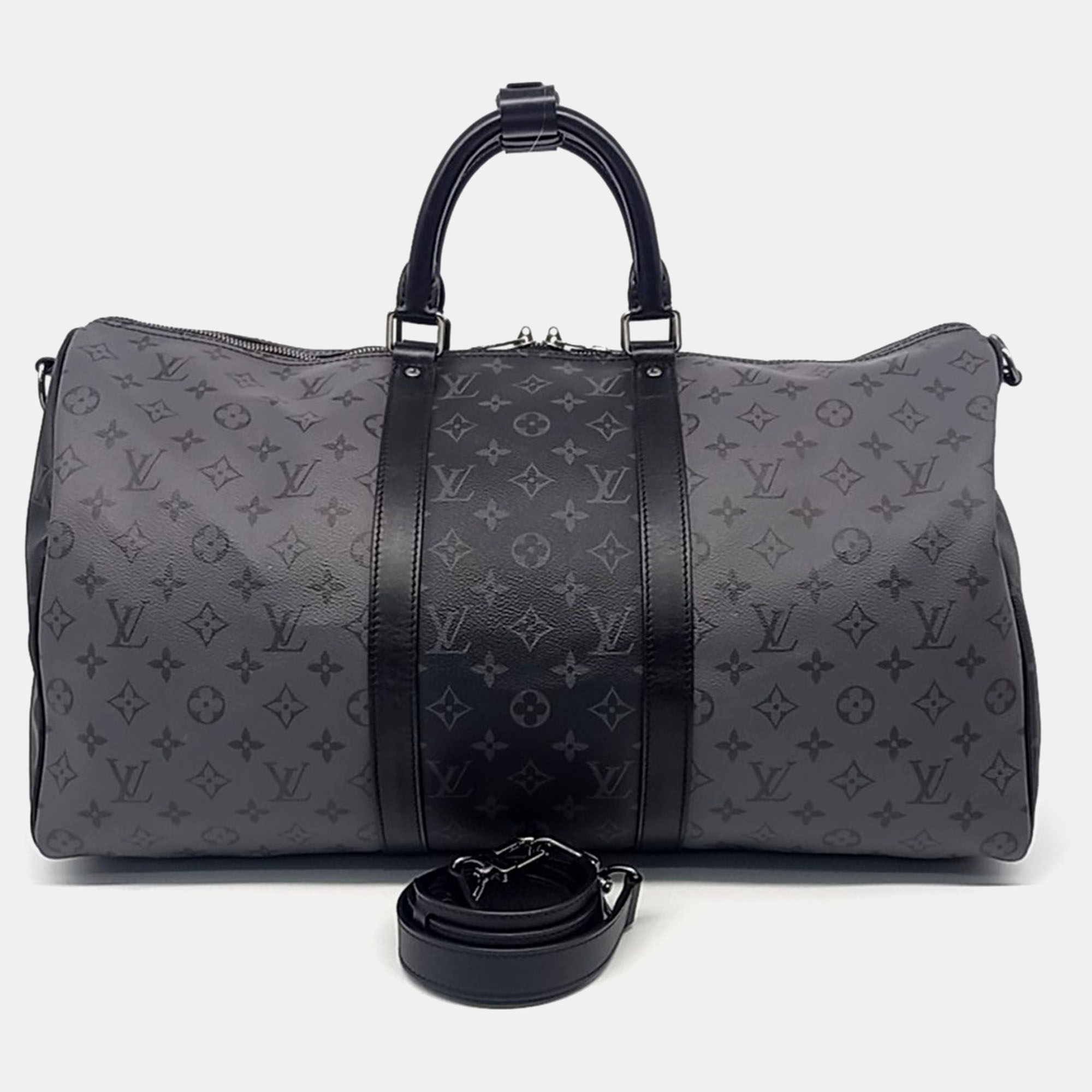 

Louis Vuitton Black Leather Eclipse Bandouliere Keepall 50 bag