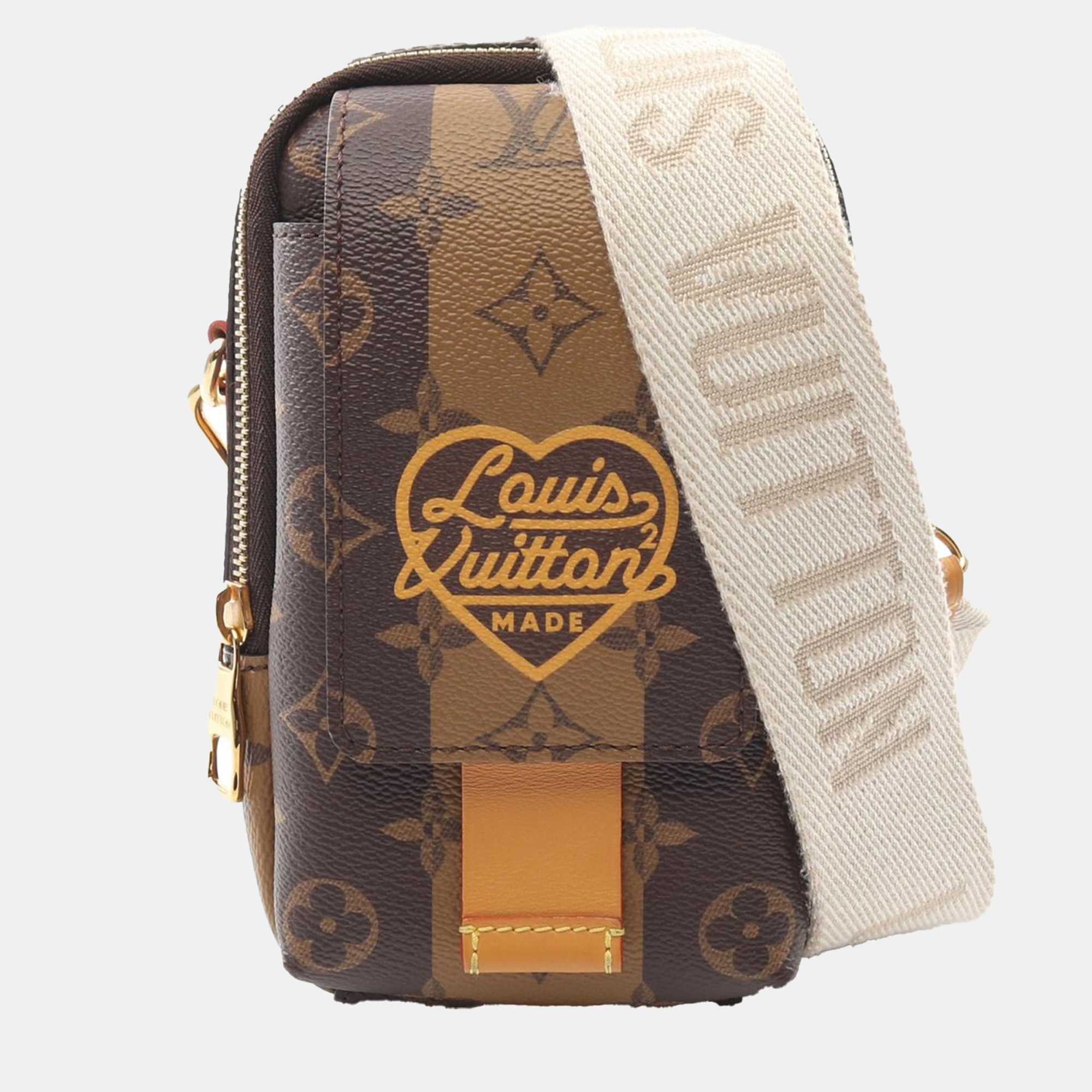 

Louis VuittonÃ Nigo Double Phone Shoulder Bag Monogram Stripe, Brown