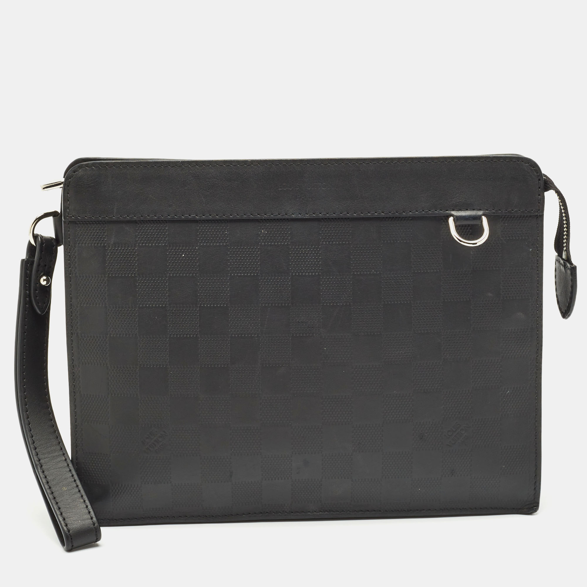 

Louis Vuitton Black Damier Infini Leather Standing Pouch