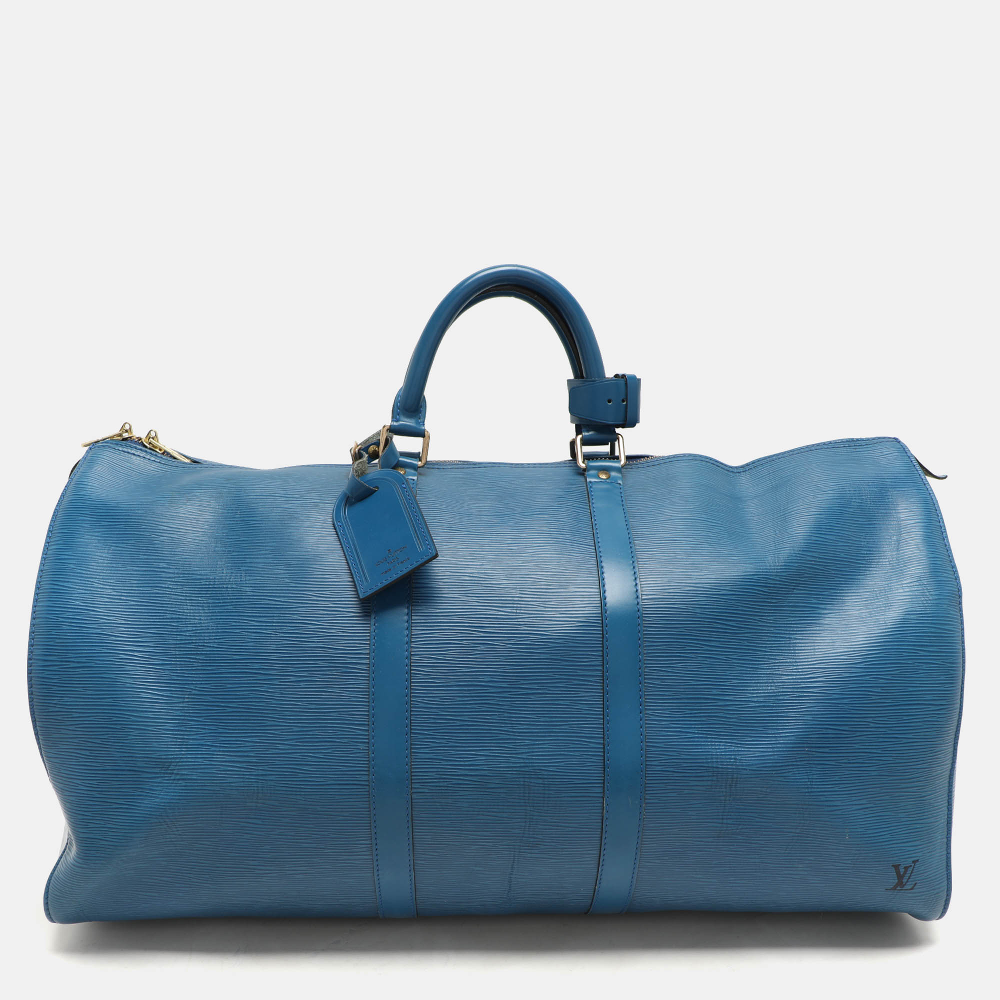 

Louis Vuitton Blue Epi Leather Keepall 55 Bag