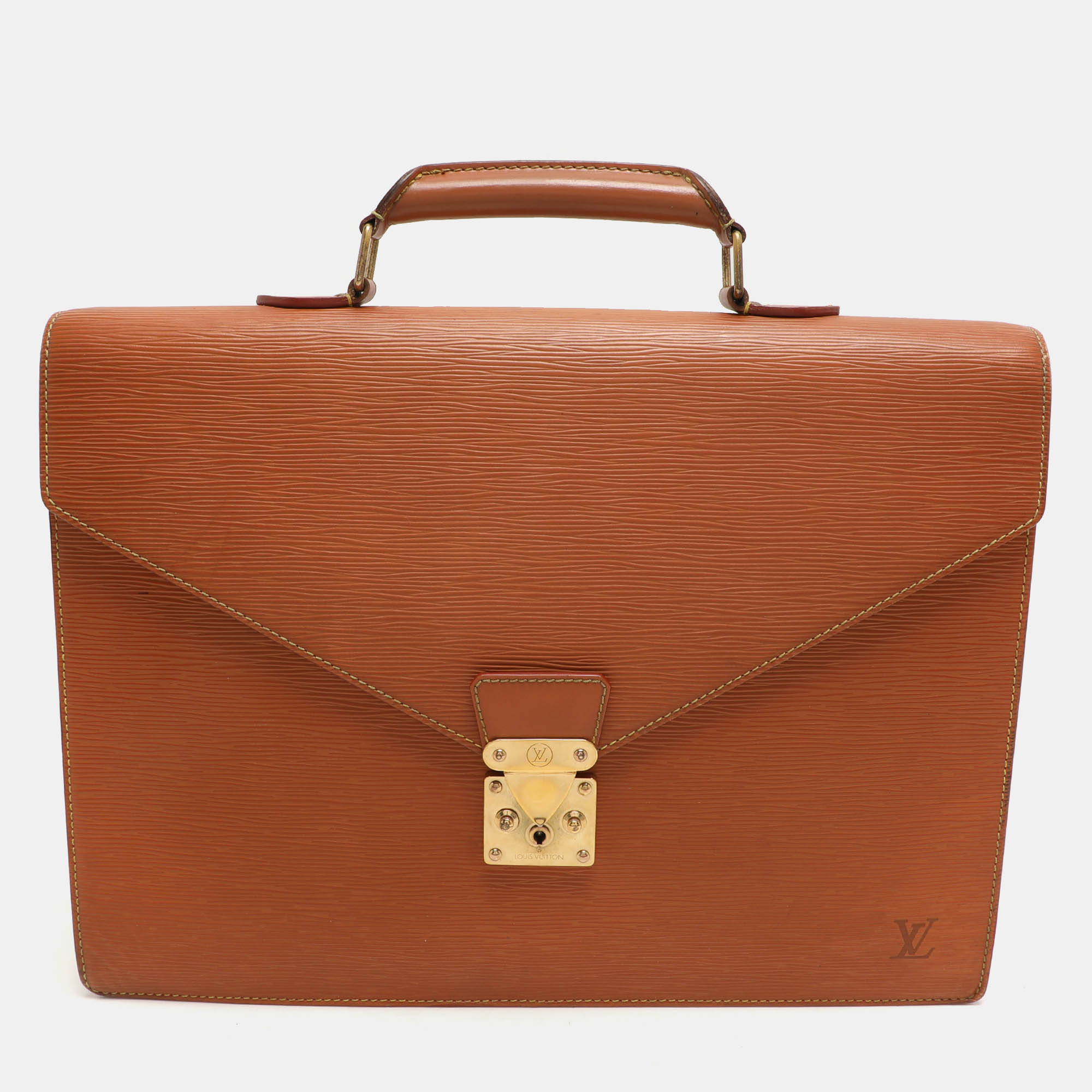 

Louis Vuitton Cipango Gold Epi Leather Serviette Conseiller Briefcase, Brown
