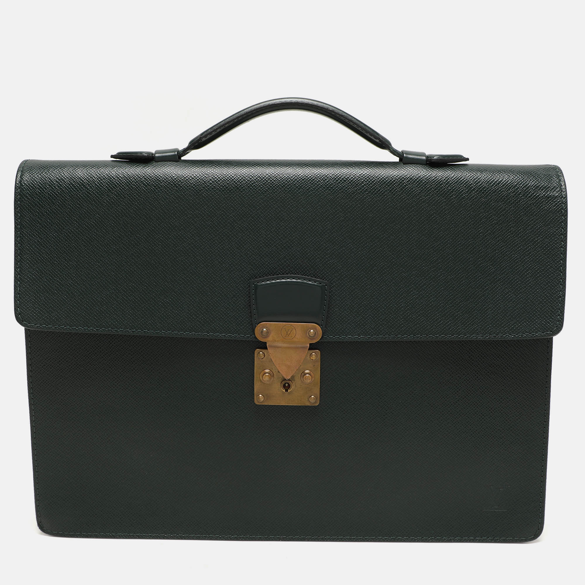 

Louis Vuitton Episea Taiga Leather Serviette Kourad Briefcase, Green