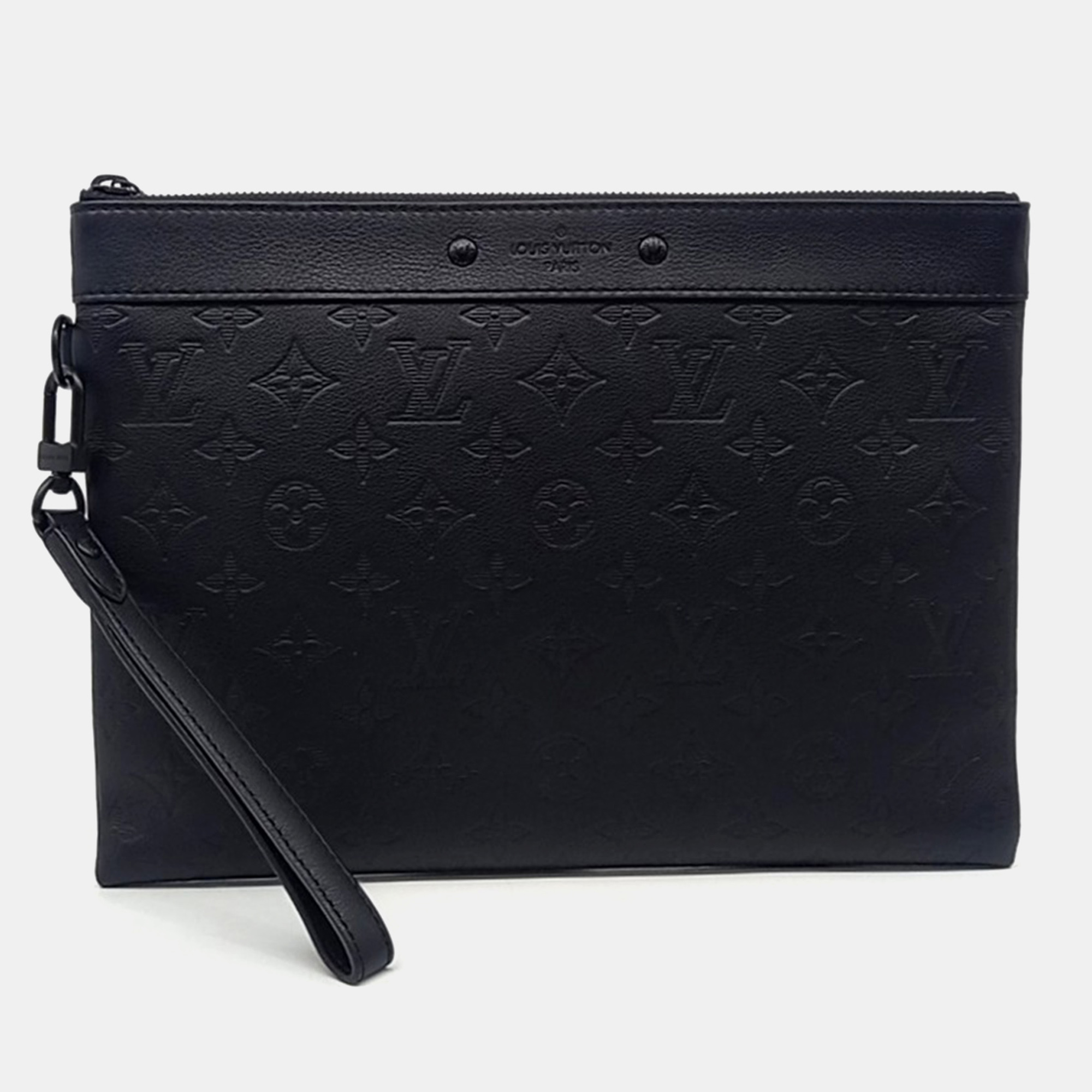 

Louis Vuitton Black Leather Shadow Pochette To Go bag