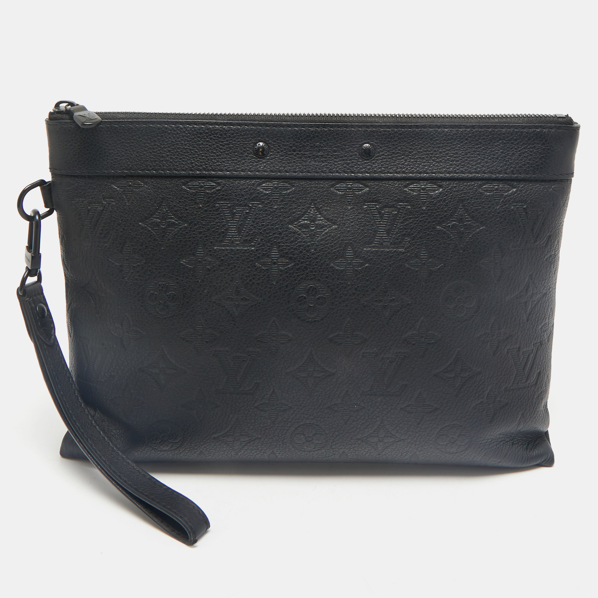 

Louis Vuitton Monogram Shadow Leather To-Go Pochette, Black