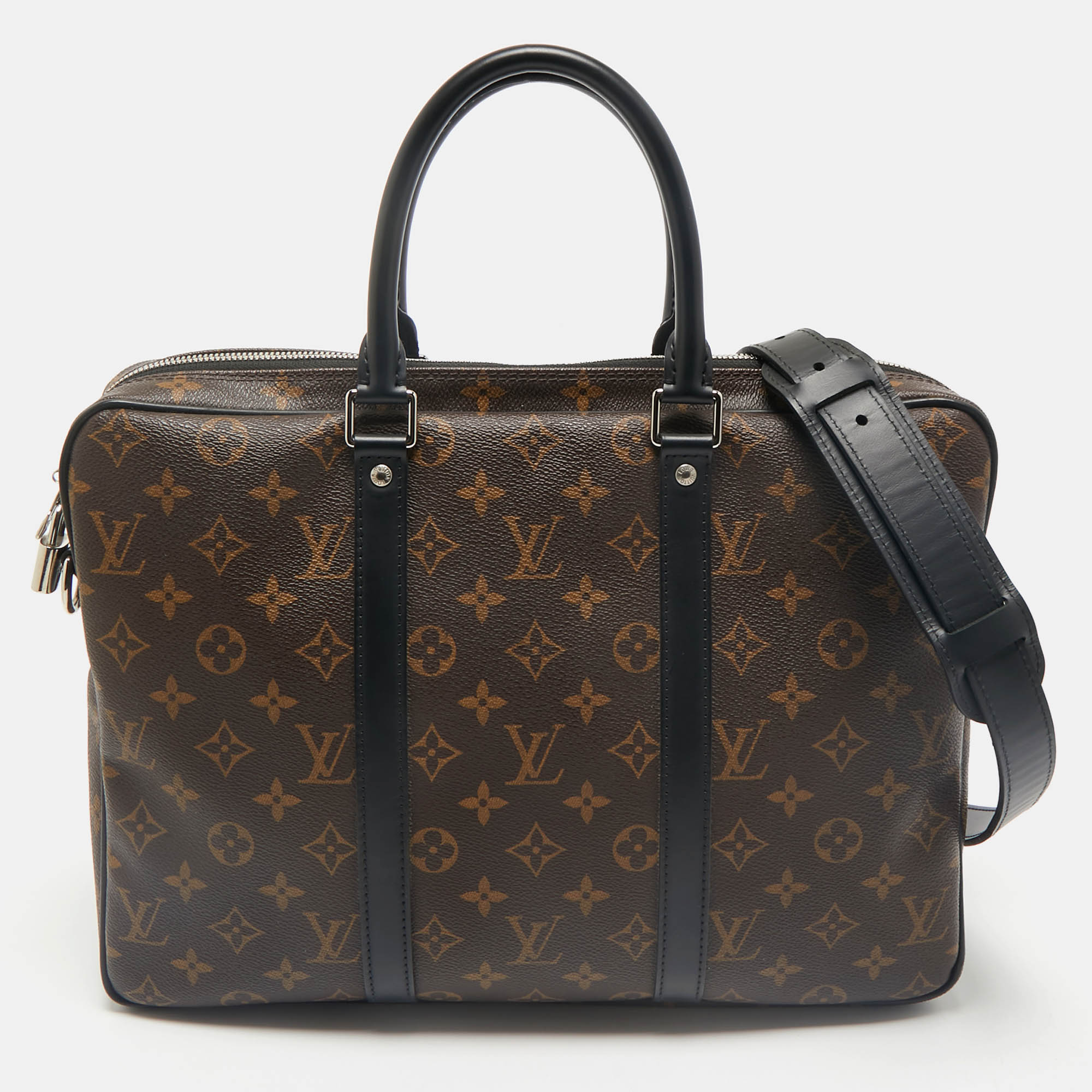 

Louis Vuitton Monogram Macassar Canvas Porte Documents Voyage PM Bag, Brown